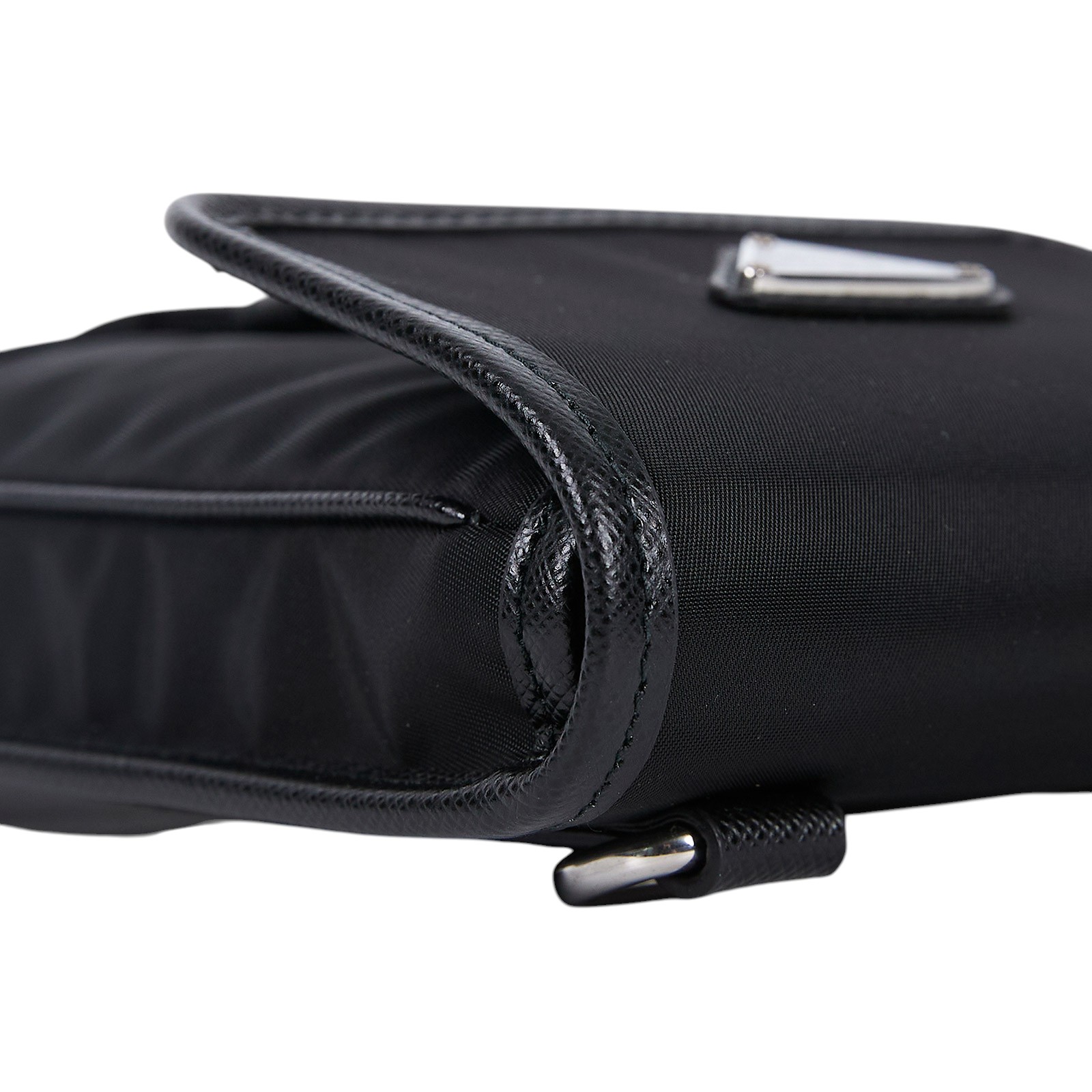 普拉達 PRADA Re-Nylon Saffiano 皮革 智慧型手機 保護套 2ZH109_2DMH 黑尼龍手機包 原廠盒子/保證卡