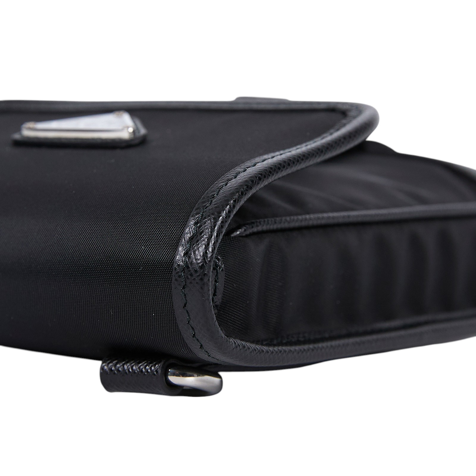 普拉達 PRADA Re-Nylon Saffiano 皮革 智慧型手機 保護套 2ZH109_2DMH 黑尼龍手機包 原廠盒子/保證卡