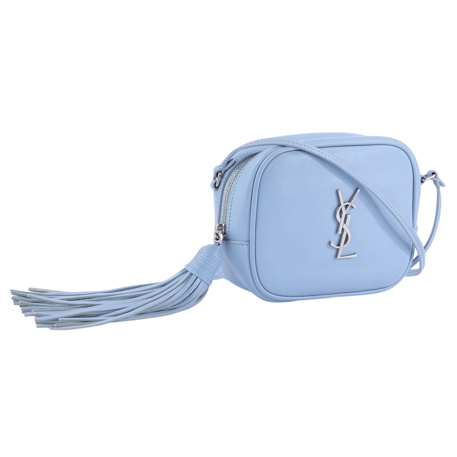 聖羅蘭 YSL SAINT LAURENT Blogger 斜挎包 425317BJ58J 淺藍LOU流蘇相機包 無附屬品