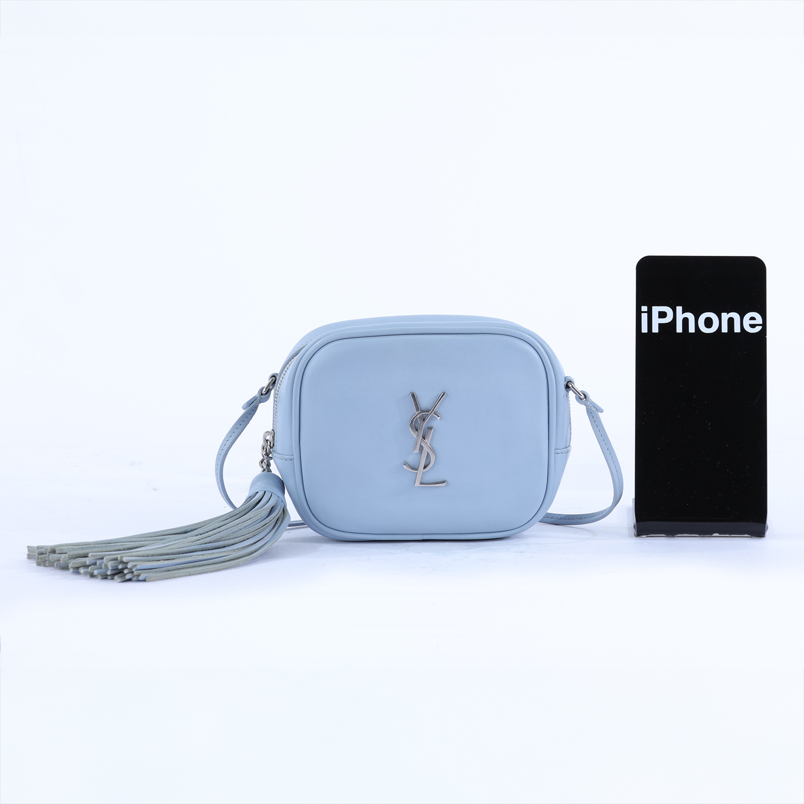 聖羅蘭 YSL SAINT LAURENT Blogger 斜挎包 425317BJ58J 淺藍LOU流蘇相機包 無附屬品