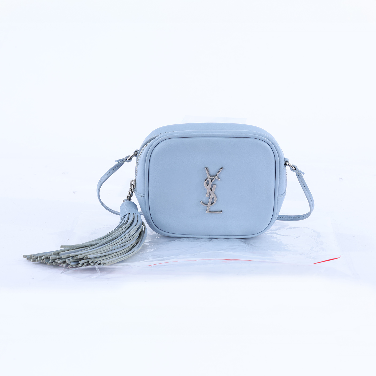 聖羅蘭 YSL SAINT LAURENT Blogger 斜挎包 425317BJ58J 淺藍LOU流蘇相機包 無附屬品