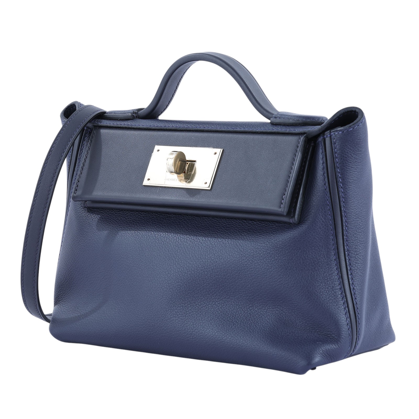 愛馬仕 Hermès 24/24 21 手提包 24/24/21 B刻 深藍X黑 24/24 MINI 原廠盒子/防塵袋/購買證明