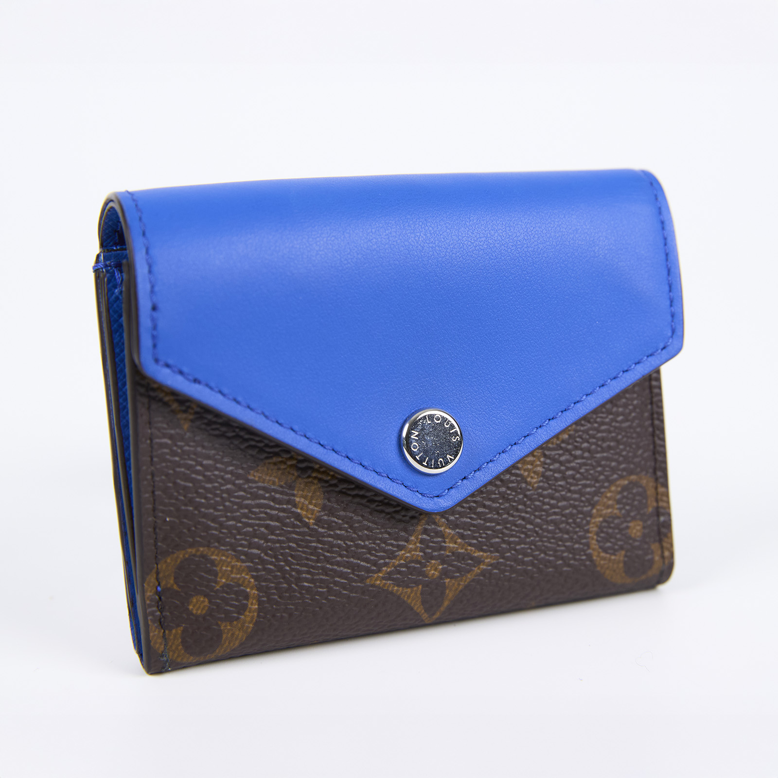 路易威登 LOUIS VUITTON Zoé Monogram塗層帆布 藍色 錢包 M82983 晶片款 藍ZOE短夾 原廠盒子/防塵袋/購買證明