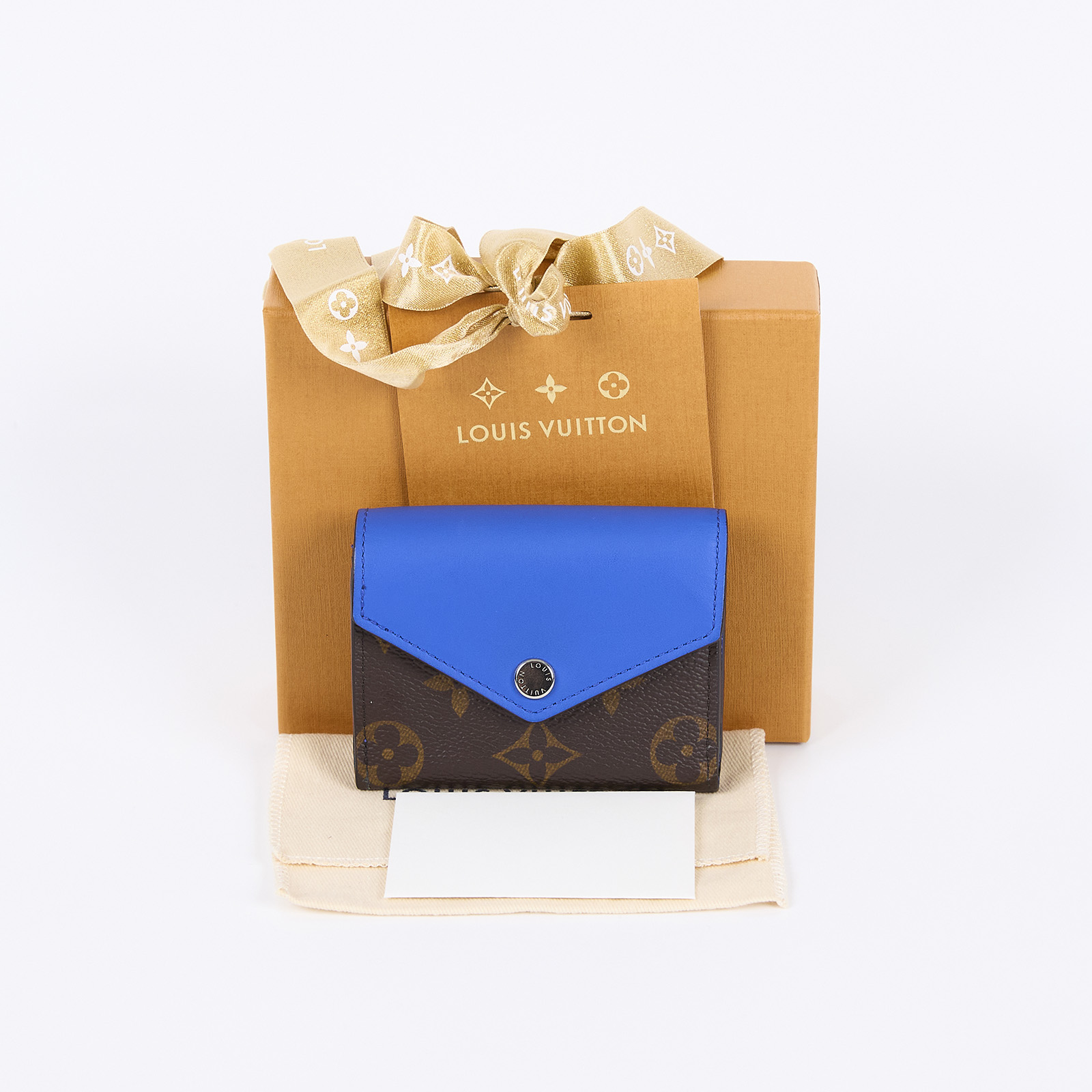 路易威登 LOUIS VUITTON Zoé Monogram塗層帆布 藍色 錢包 M82983 晶片款 藍ZOE短夾 原廠盒子/防塵袋/購買證明