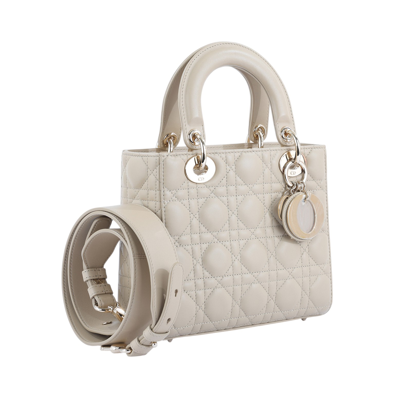 迪奧 CHRISTIAN DIOR Lady Dior My ABCDior 小型 肩背 手提包  淺奶茶色 LADY DIOR 防塵袋