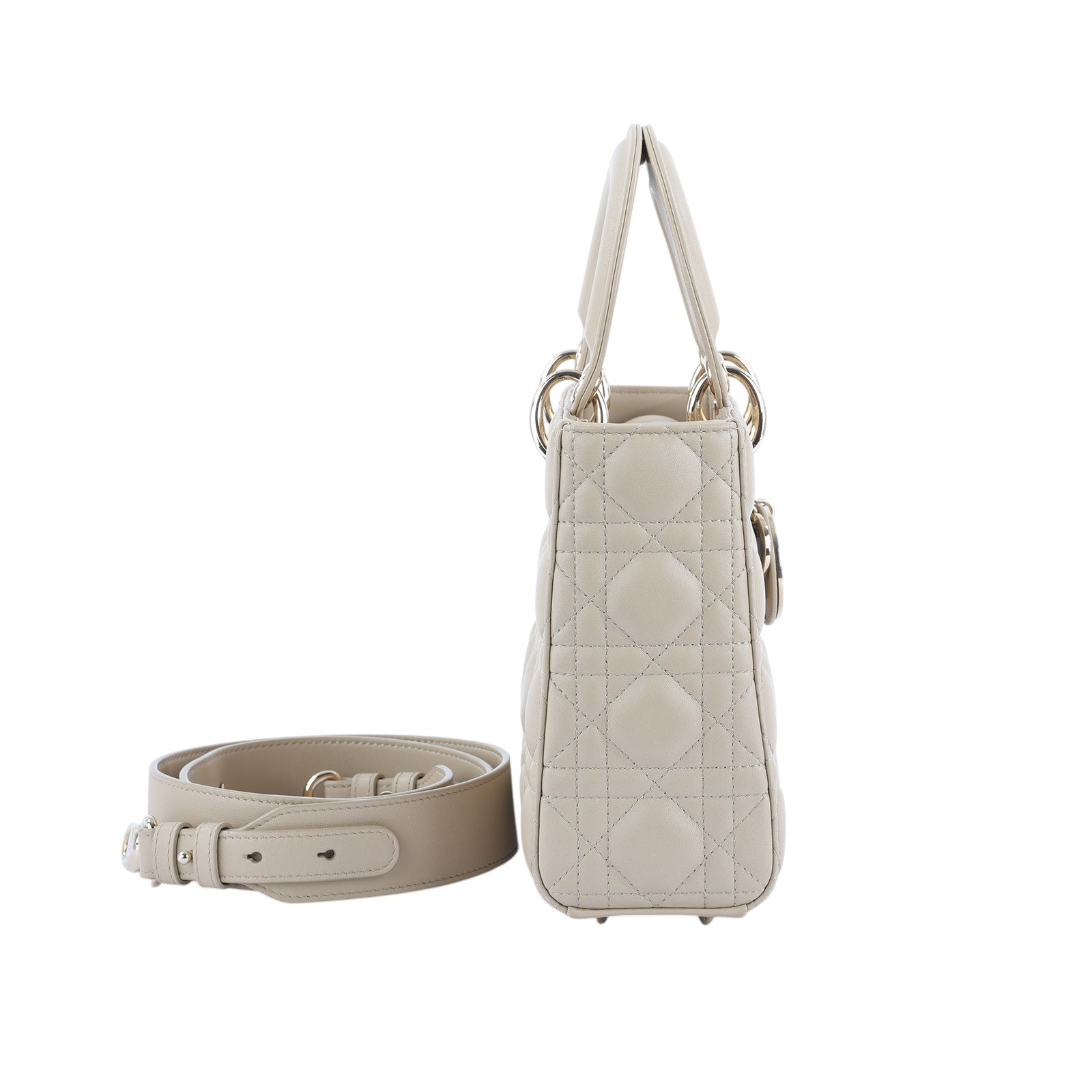 迪奧 CHRISTIAN DIOR Lady Dior My ABCDior 小型 肩背 手提包  淺奶茶色 LADY DIOR 防塵袋