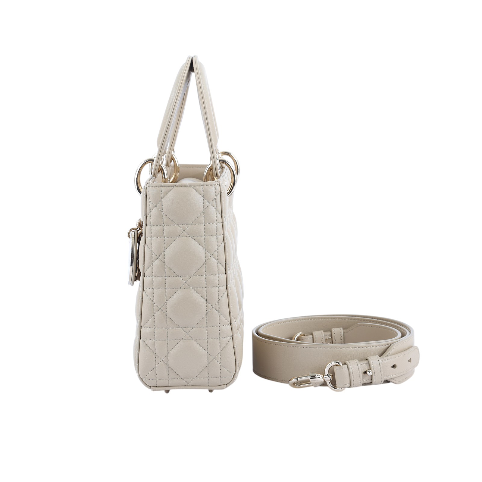 迪奧 CHRISTIAN DIOR Lady Dior My ABCDior 小型 肩背 手提包  淺奶茶色 LADY DIOR 防塵袋