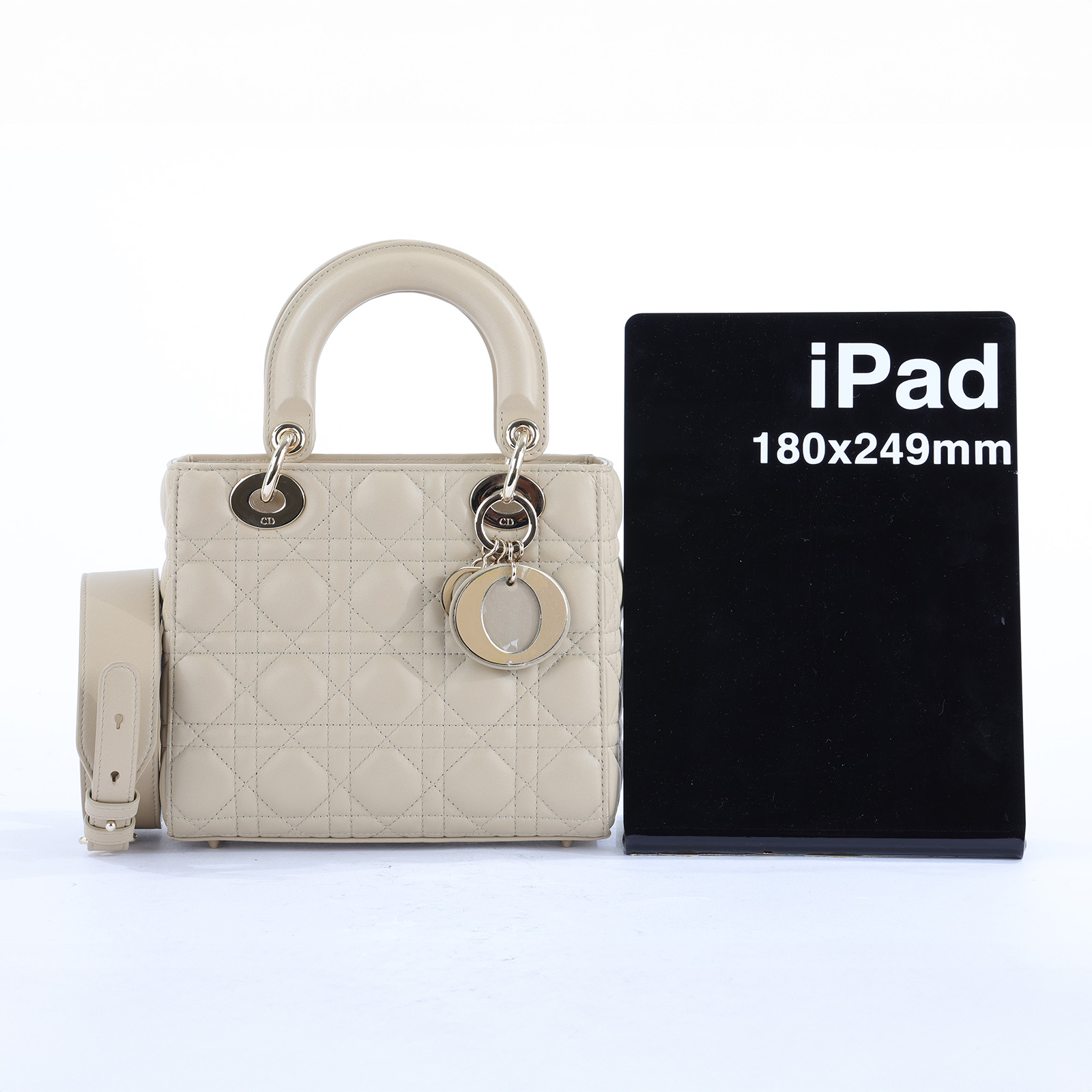 迪奧 CHRISTIAN DIOR Lady Dior My ABCDior 小型 肩背 手提包  淺奶茶色 LADY DIOR 防塵袋