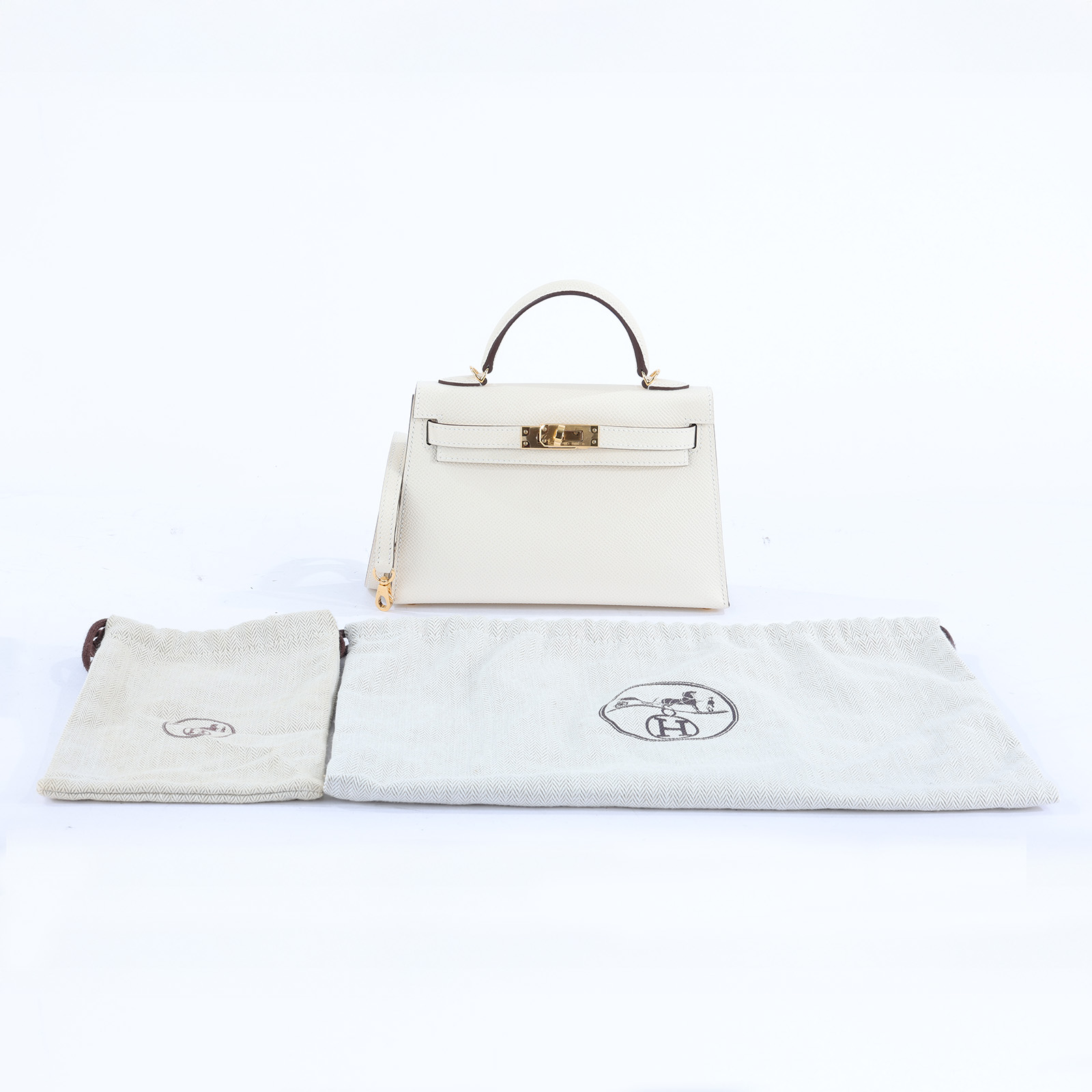 愛馬仕 Hermès Kelly Bag 凱莉包 mini II KLMII B刻 奶昔白MINI KELLY2 防塵袋