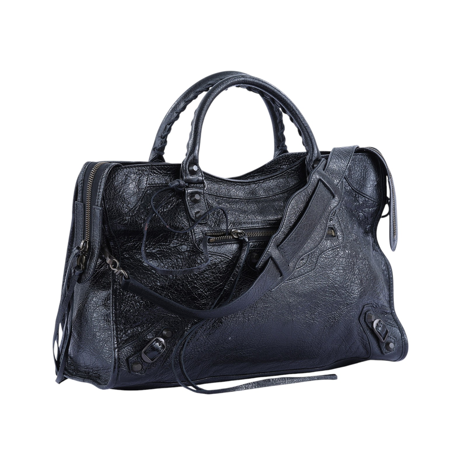 巴黎世家 BALENCIAGA Agneau Classic Hardware City 手提包 115748D94JT 黑機車包 防塵袋