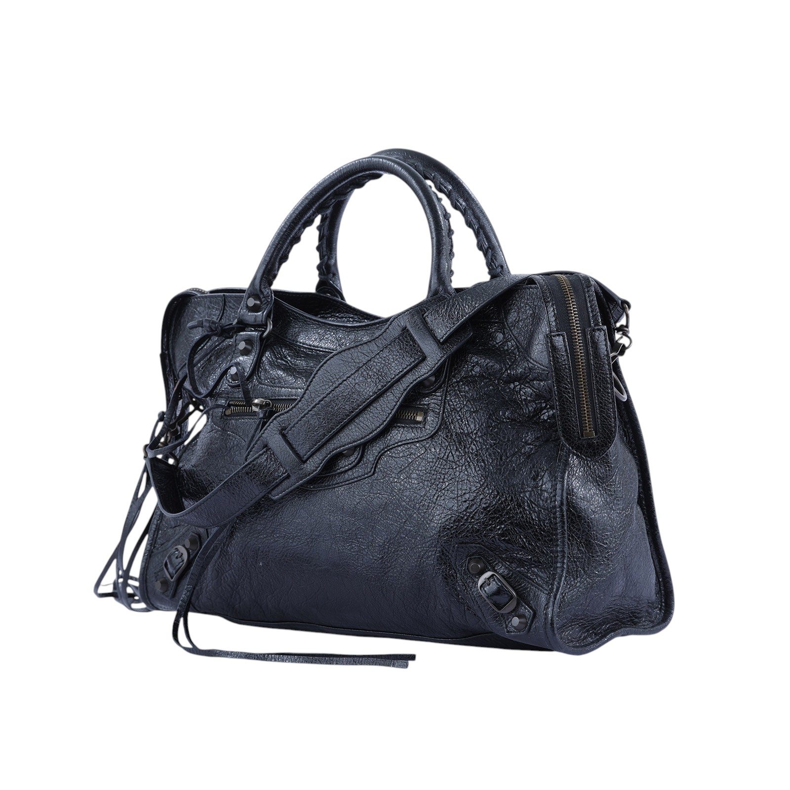 巴黎世家 BALENCIAGA Agneau Classic Hardware City 手提包 115748D94JT 黑機車包 防塵袋
