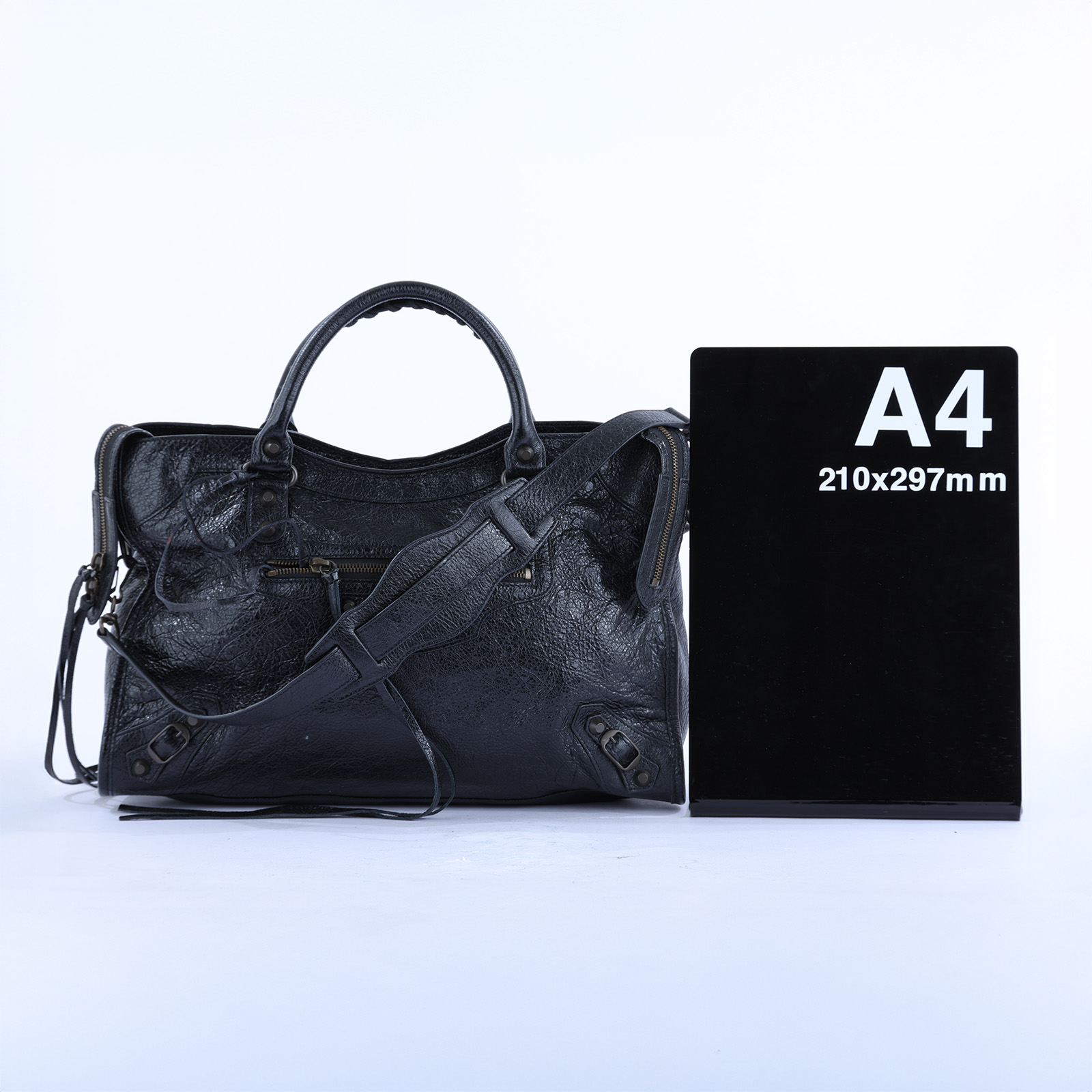 巴黎世家 BALENCIAGA Agneau Classic Hardware City 手提包 115748D94JT 黑機車包 防塵袋