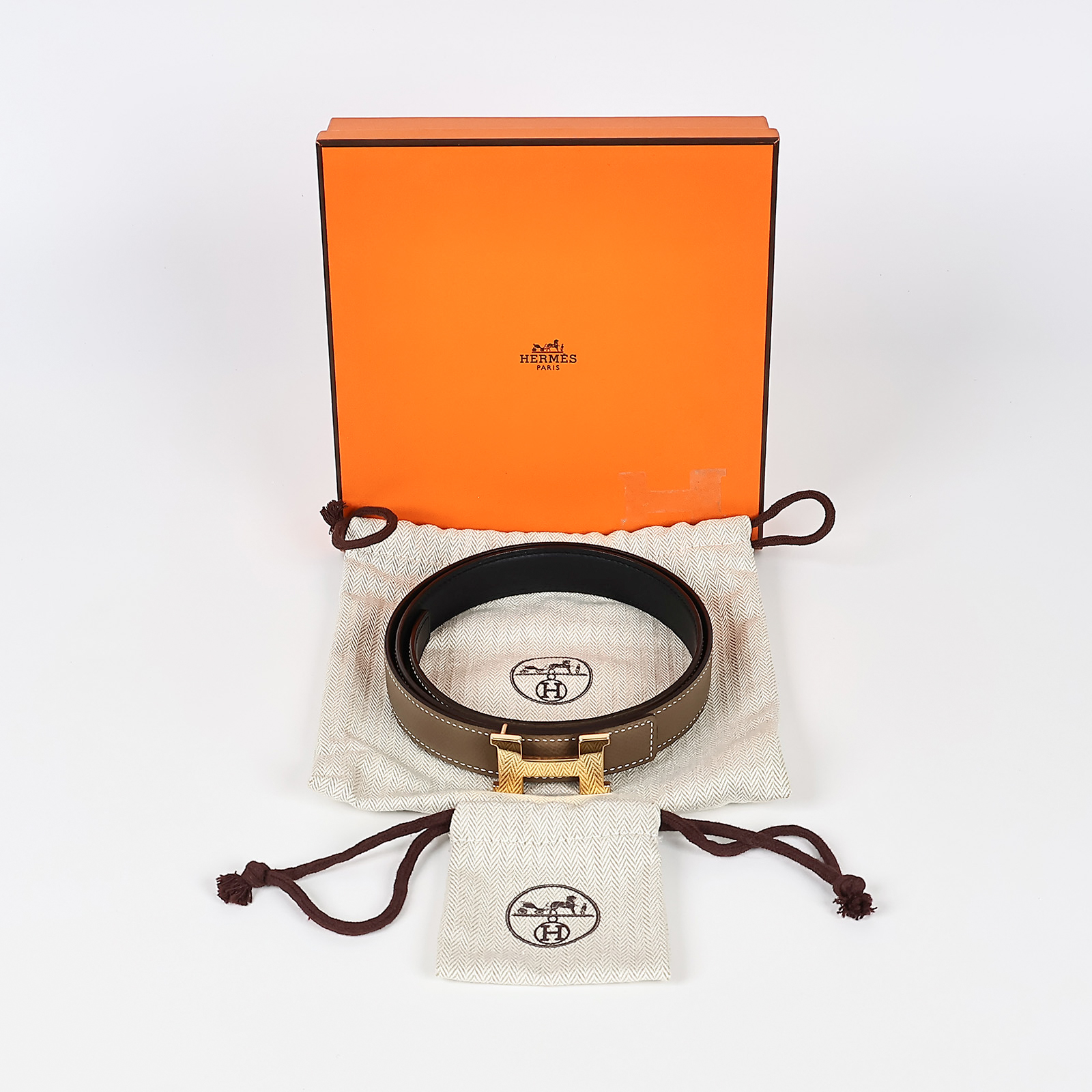 愛馬仕 Hermès Mini Constance 皮帶扣 雙面皮腰帶 CONSTANCEMB85 Z刻  RG 0221  原廠盒子/防塵袋
