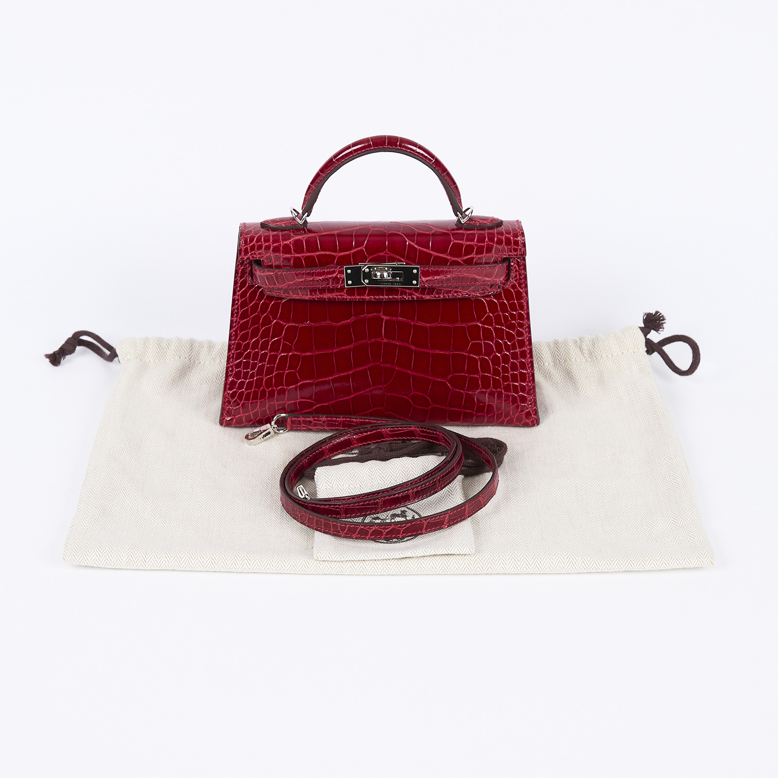 愛馬仕 Hermès Kelly Bag 凱莉包 mini KLM A刻 紅鱷魚皮MINI KELLY 防塵袋