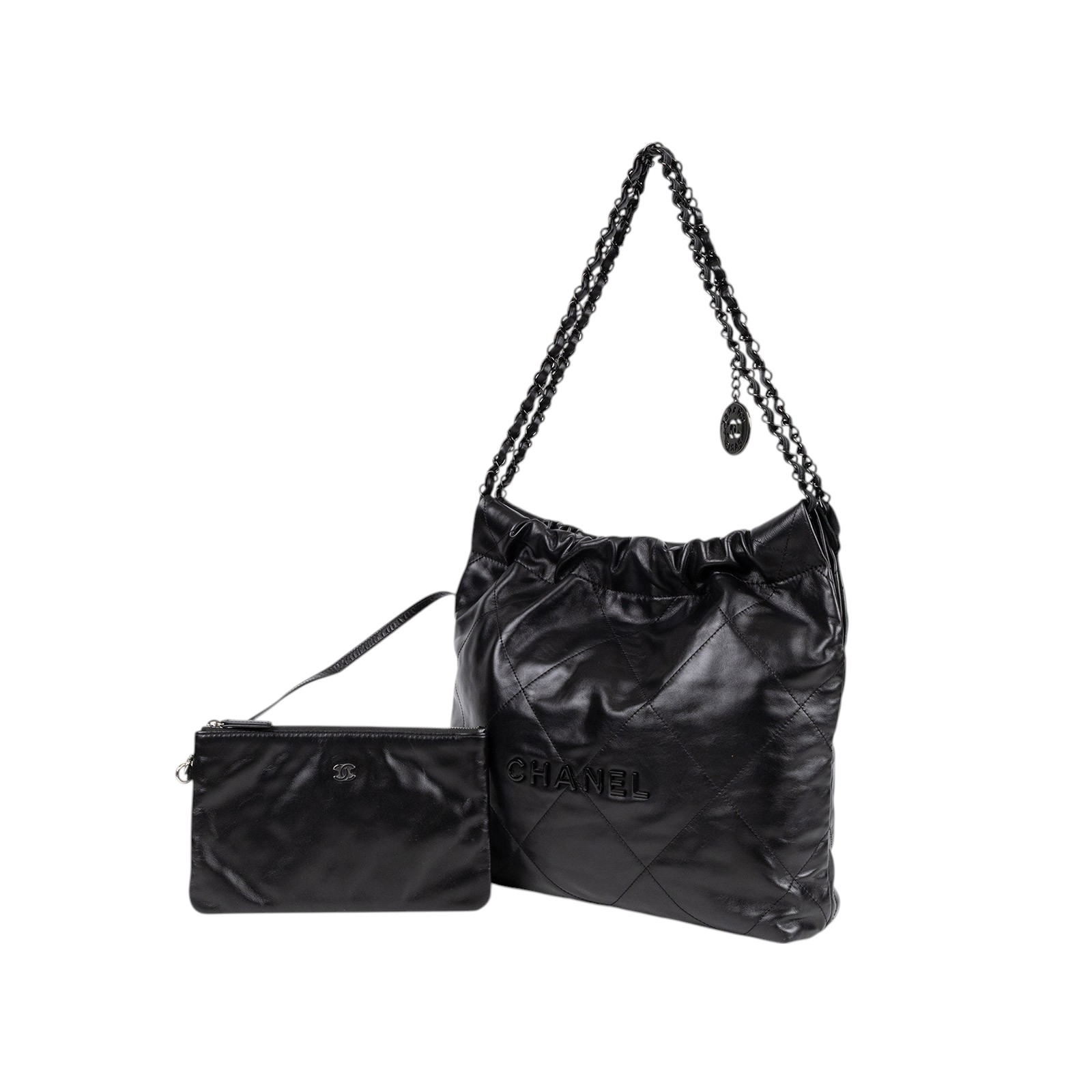 香奈兒 CHANEL 22 小型 束口包 AS3260 晶片款 SO BLACK 22包 小號 防塵袋/購買證明
