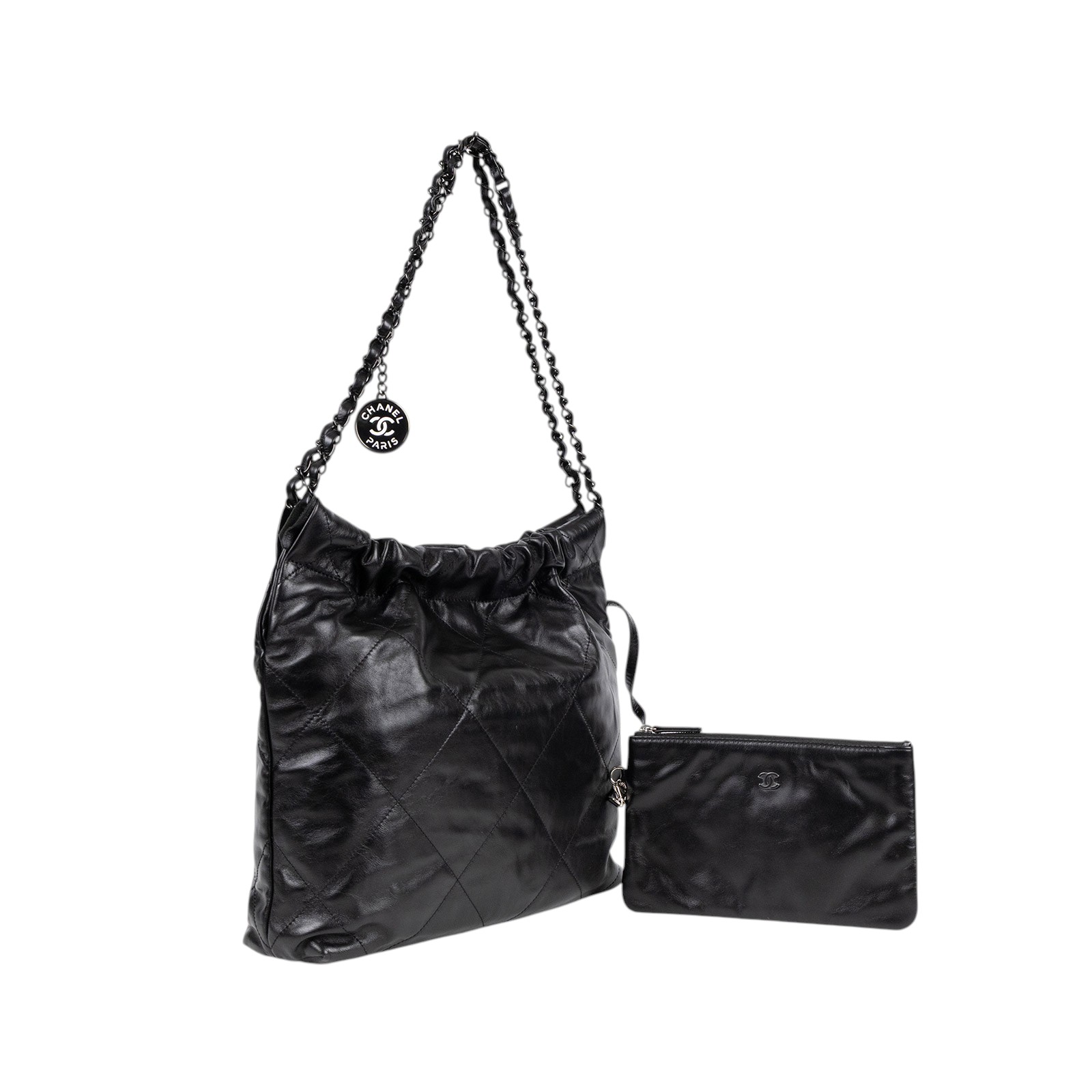 香奈兒 CHANEL 22 小型 束口包 AS3260 晶片款 SO BLACK 22包 小號 防塵袋/購買證明