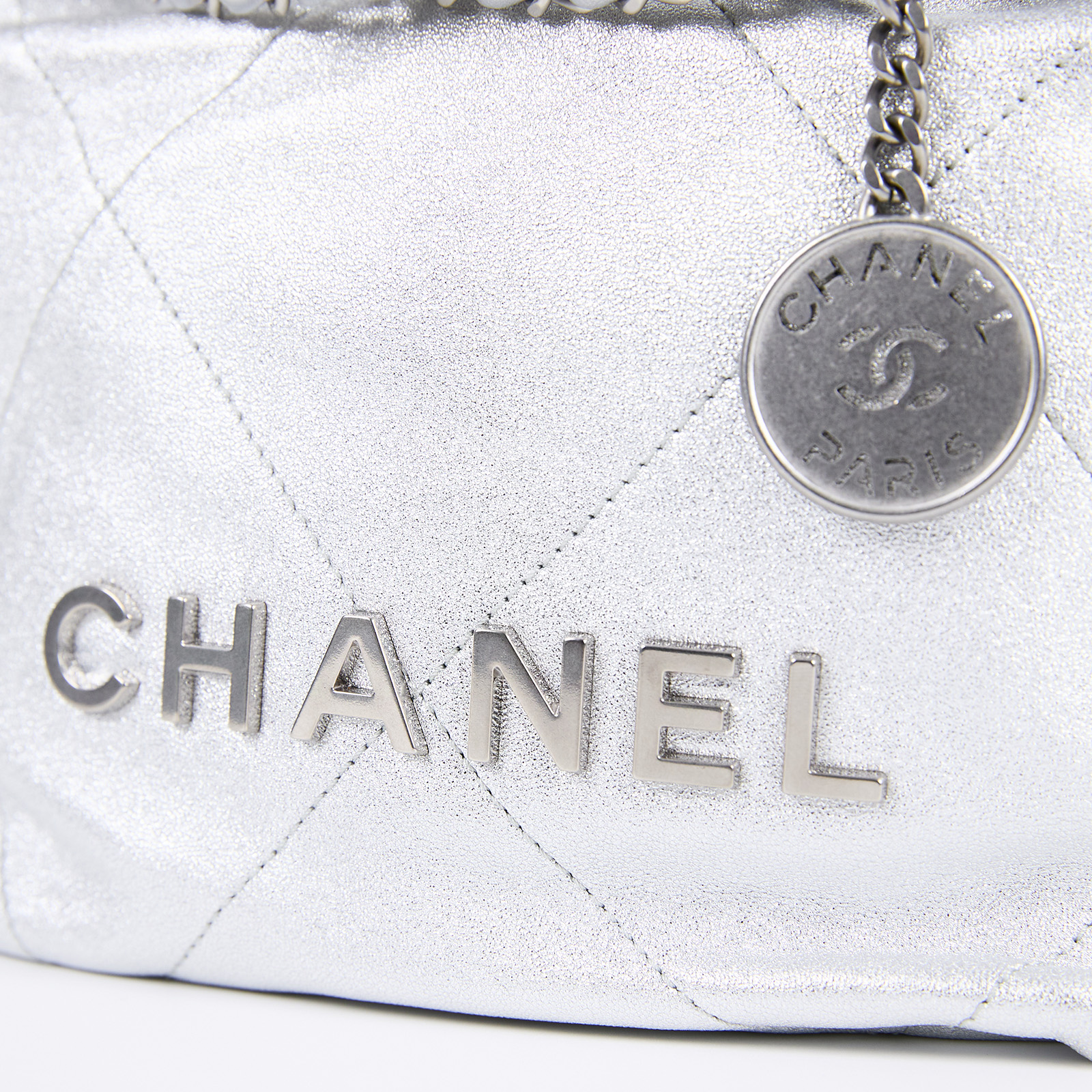 香奈兒 CHANEL 22 迷你 束口包 AS3980 晶片款 銀22 MINI 防塵袋