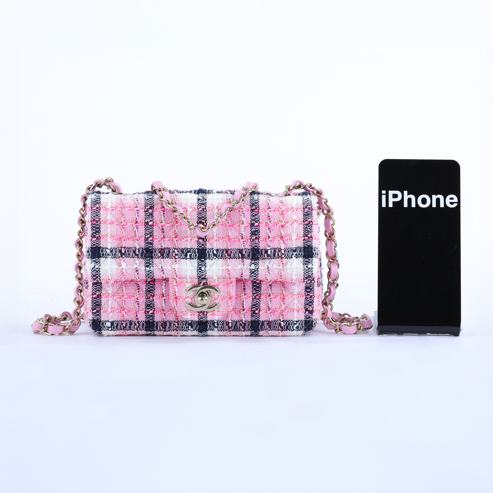 香奈兒 CHANEL CF 迷你 口蓋包 A69900 晶片款 粉藍帆布COCO20 防塵袋
