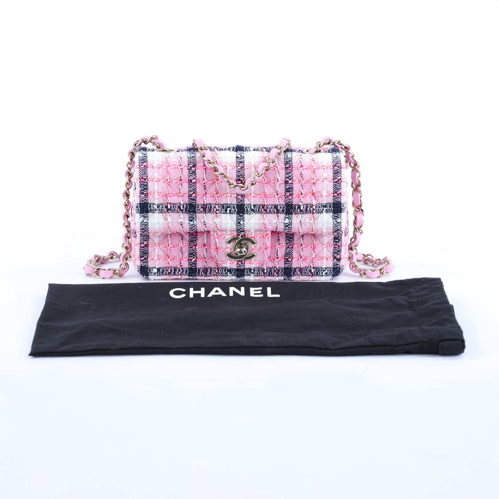 香奈兒 CHANEL CF 迷你 口蓋包 A69900 晶片款 粉藍帆布COCO20 防塵袋