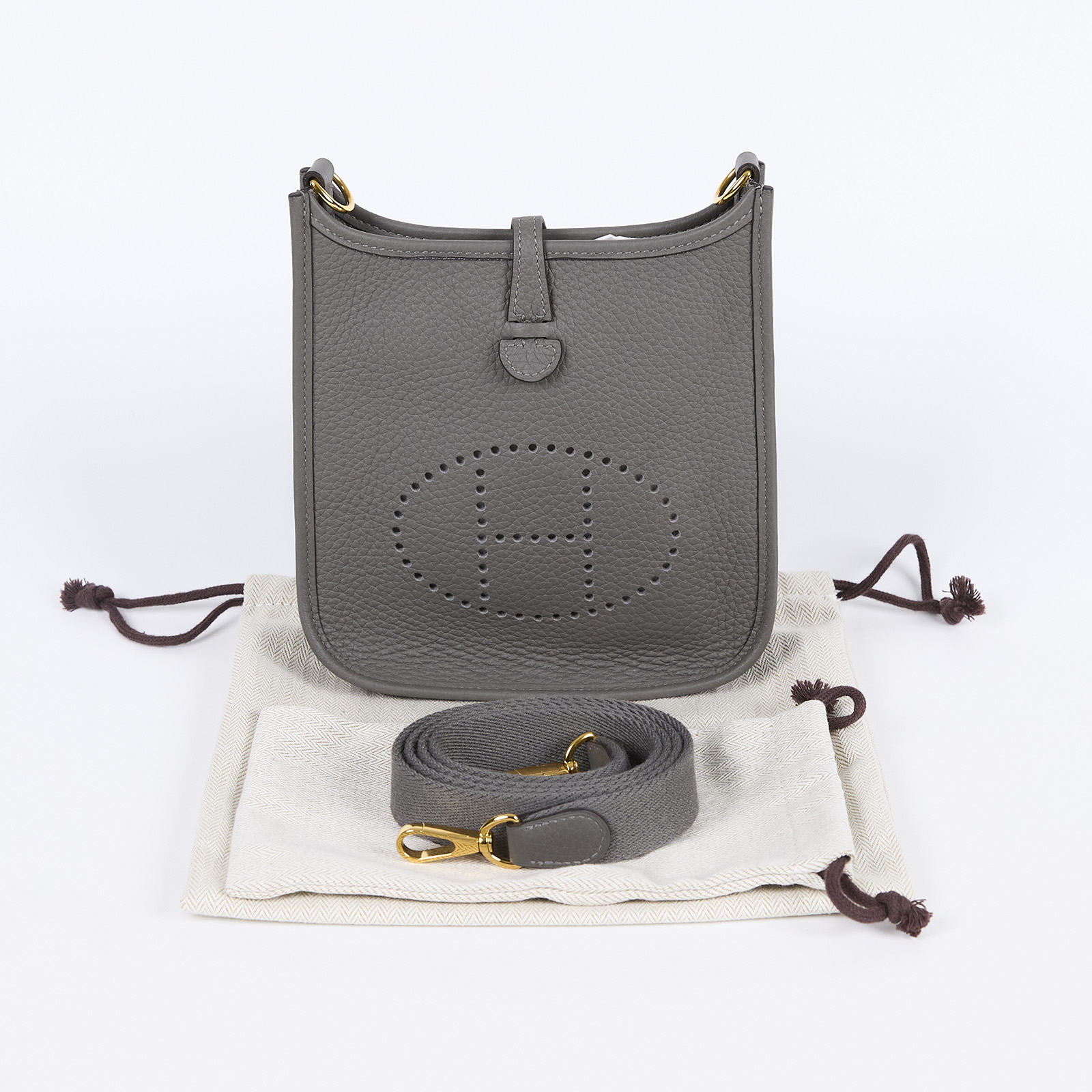 愛馬仕 Hermès Evelyne Bag Mini 伊芙琳包 Evelyne 16 EV16 U刻 灰 MINI EVELYNE 防塵袋