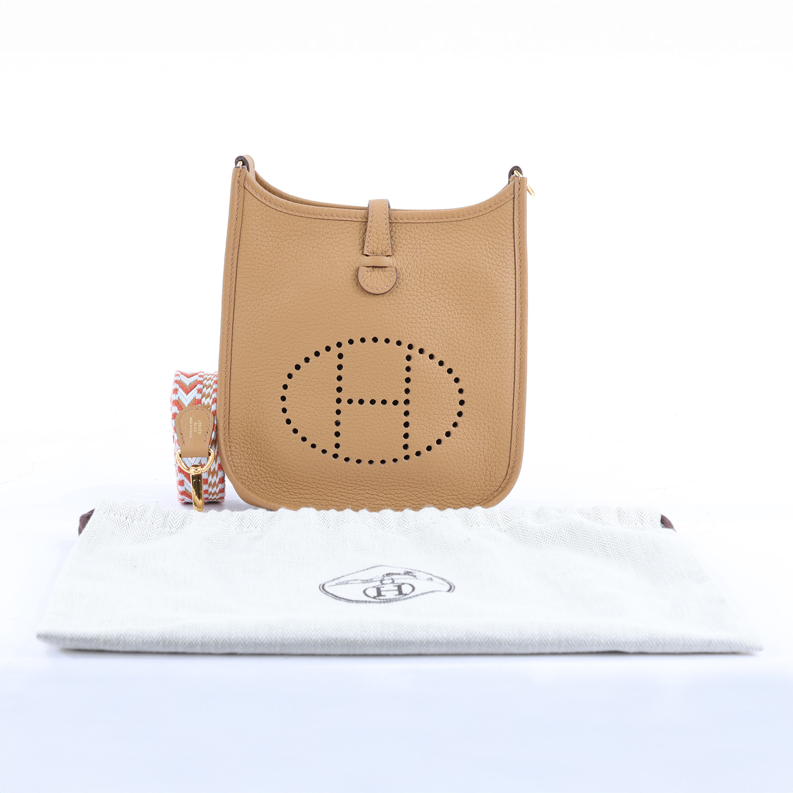 愛馬仕 Hermès Evelyne Bag Mini 伊芙琳包 Evelyne 16 EV16 U刻 芝麻色 MINI EVELYNE 防塵袋
