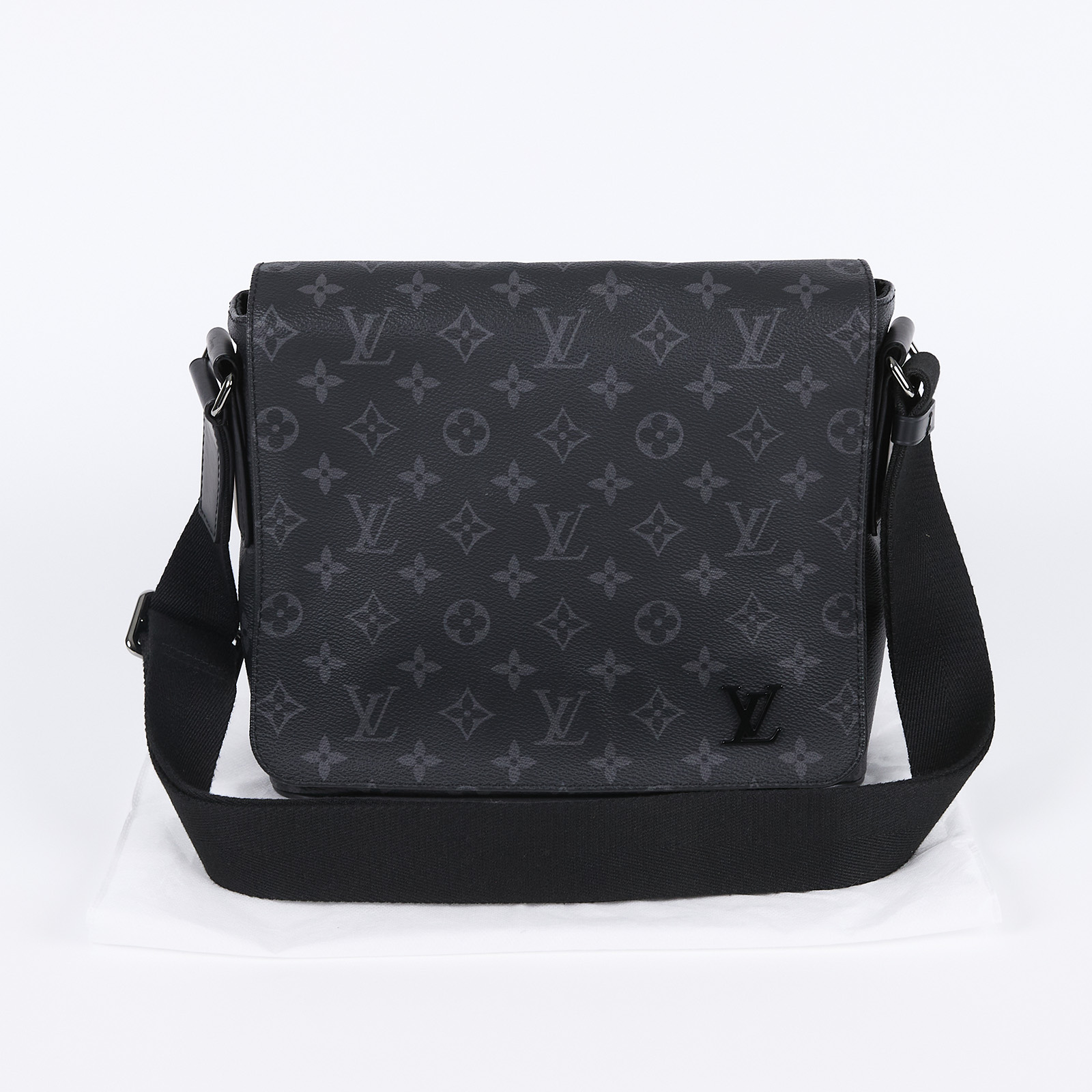 路易威登 LOUIS VUITTON District PM  郵差包 M44000 黑原花肩背包 無附屬品