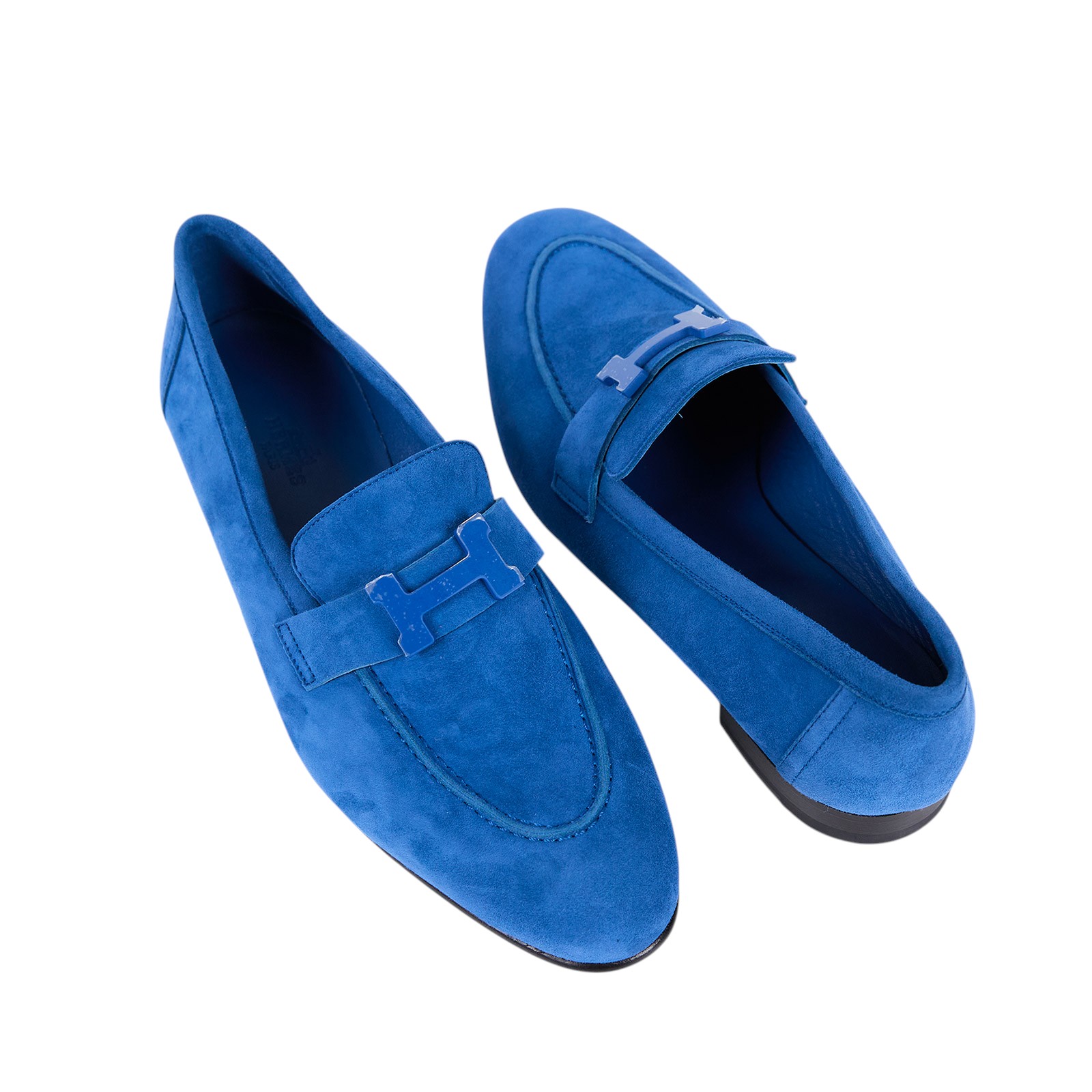 愛馬仕 Hermès Paris loafer 樂福鞋 PARISSL_39  藍麂皮H皮鞋 #39 無附屬品