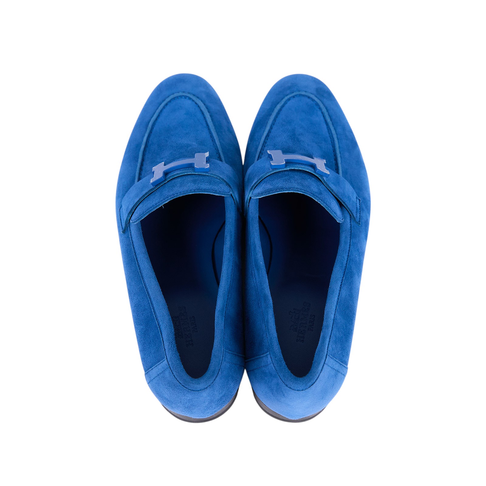 愛馬仕 Hermès Paris loafer 樂福鞋 PARISSL_39  藍麂皮H皮鞋 #39 無附屬品