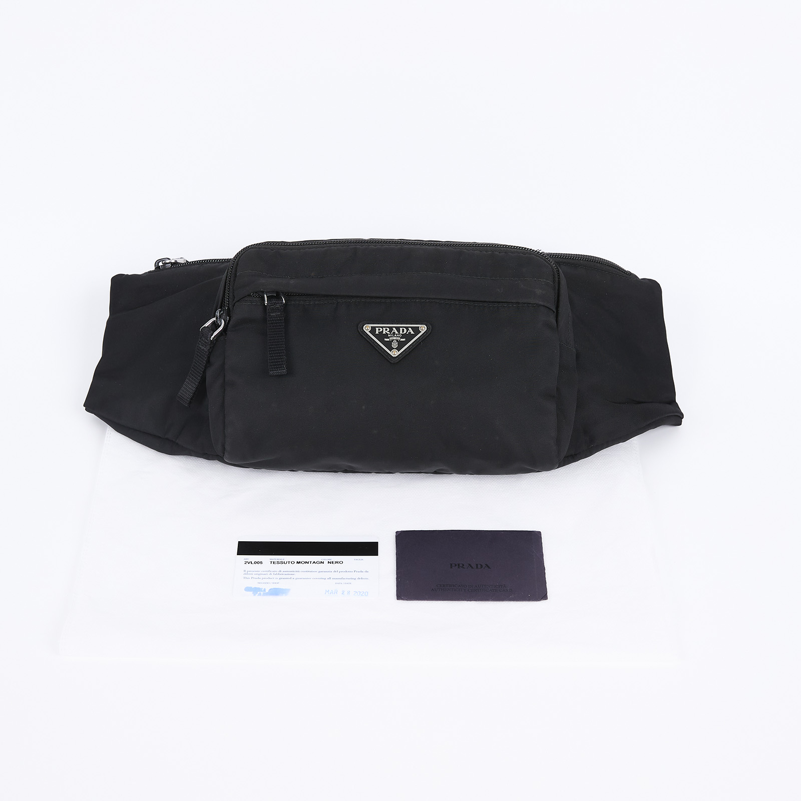 普拉達 PRADA 三角LOGO 尼龍 腰包 2VL005_2A6D 黑尼龍腰包 保證卡