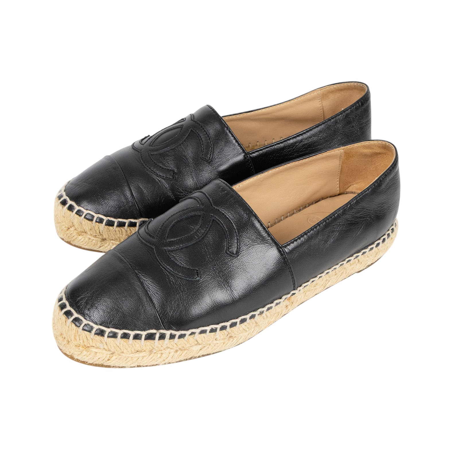 香奈兒 CHANEL Espadrilles 漁夫鞋 G29762_36 黑雙C鉛筆鞋 原廠盒子/防塵袋