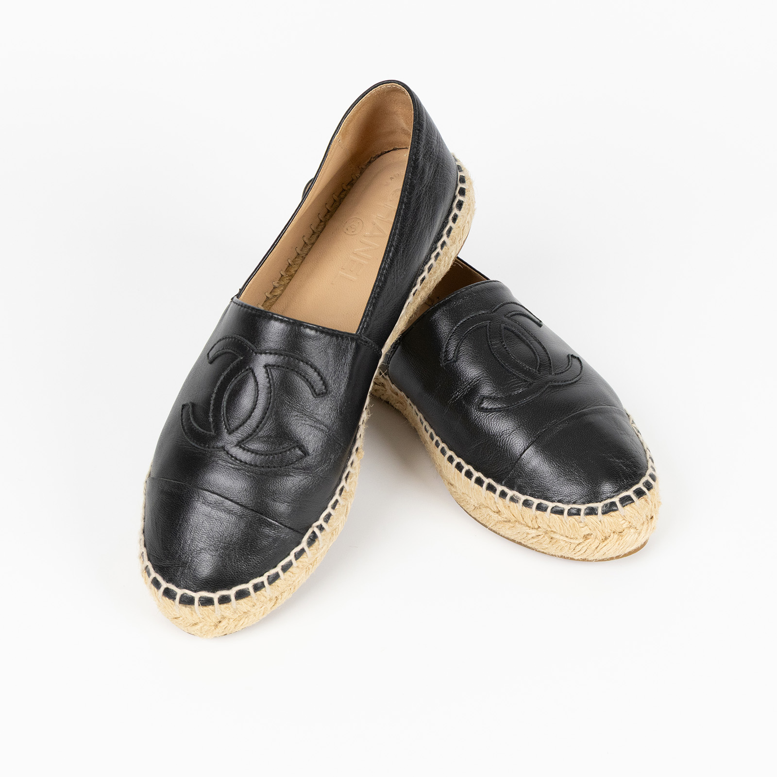 香奈兒 CHANEL Espadrilles 漁夫鞋 G29762_36 黑雙C鉛筆鞋 原廠盒子/防塵袋