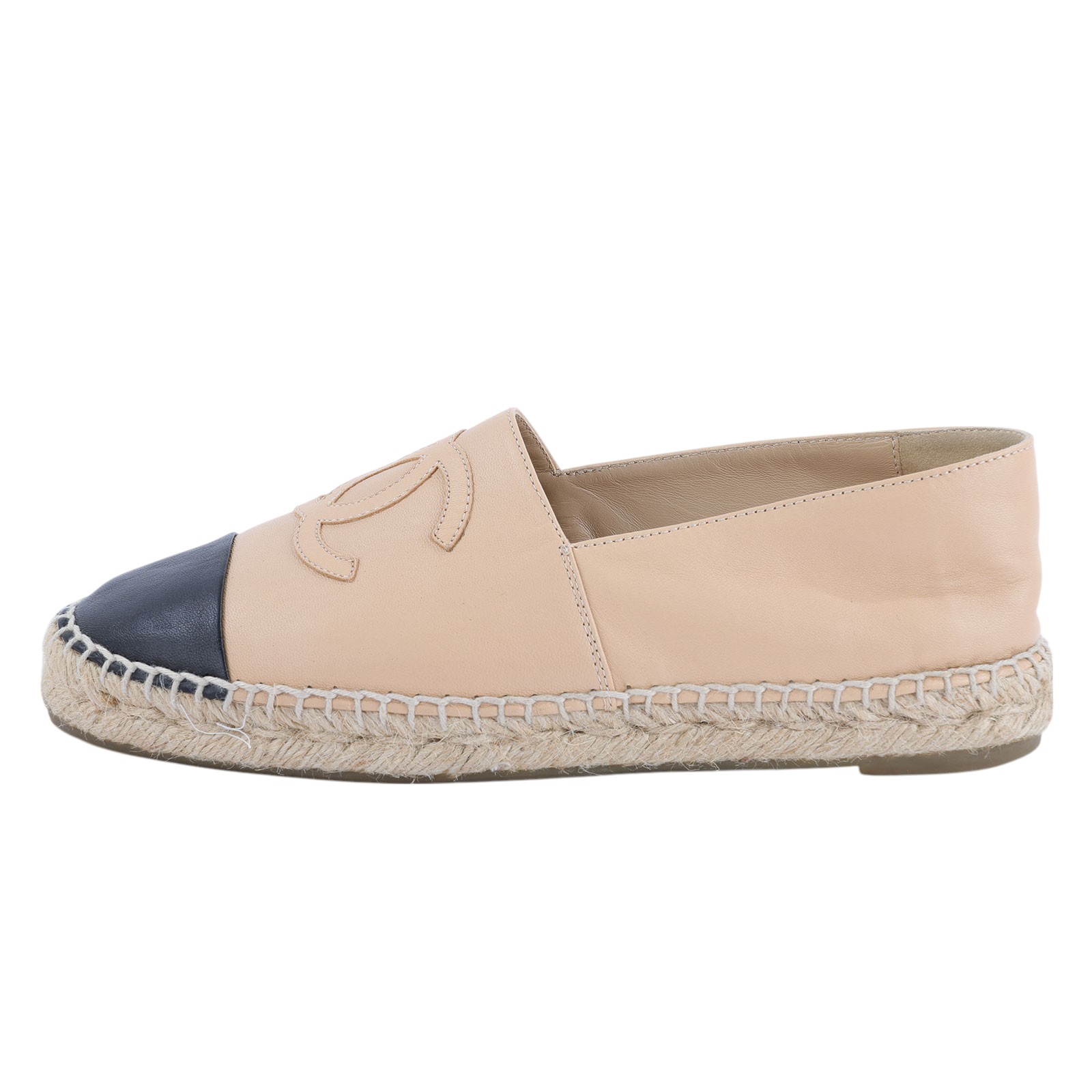 香奈兒 CHANEL Espadrilles 漁夫鞋 G29762_37 粉膚草編鞋 原廠盒子