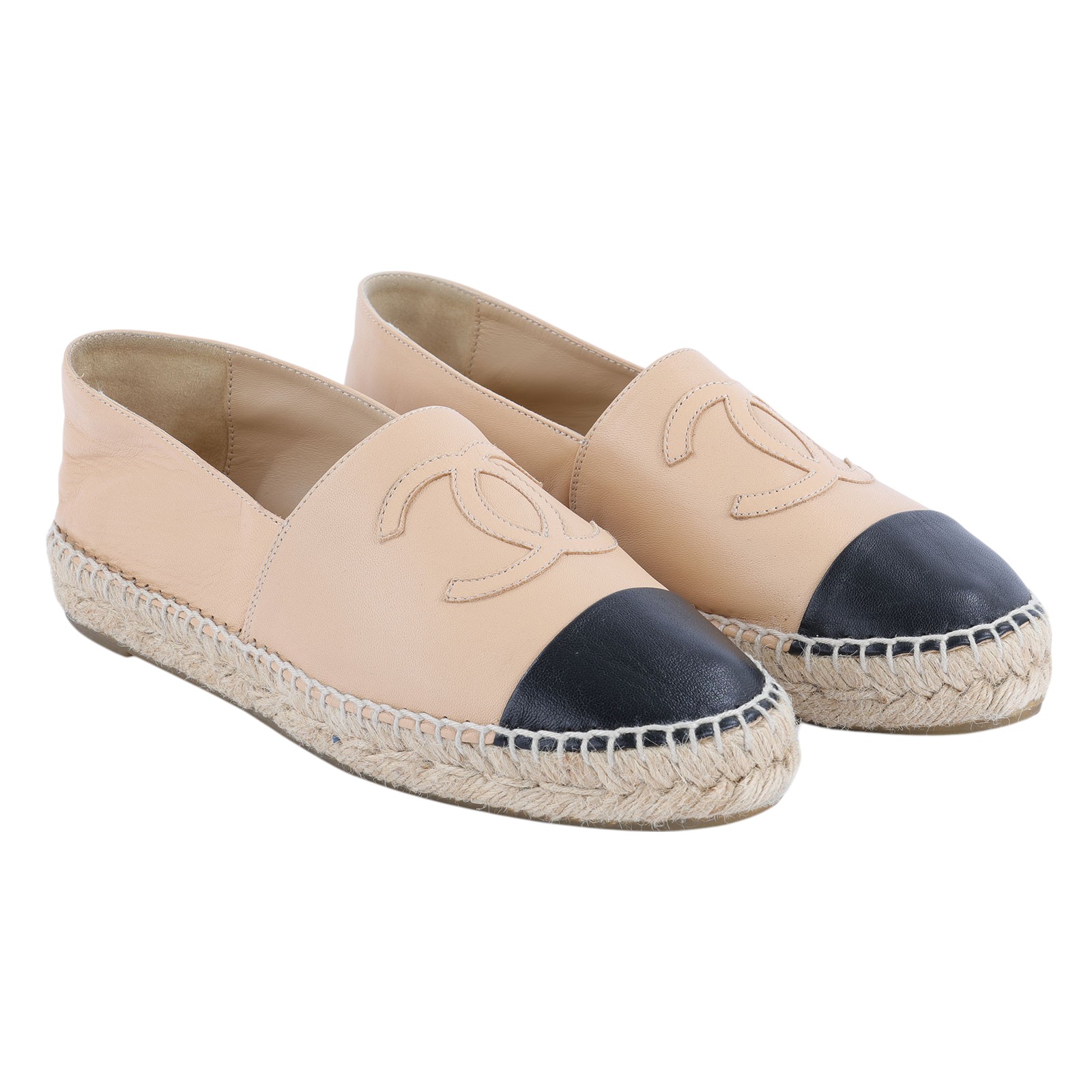 香奈兒 CHANEL Espadrilles 漁夫鞋 G29762_37 粉膚草編鞋 原廠盒子
