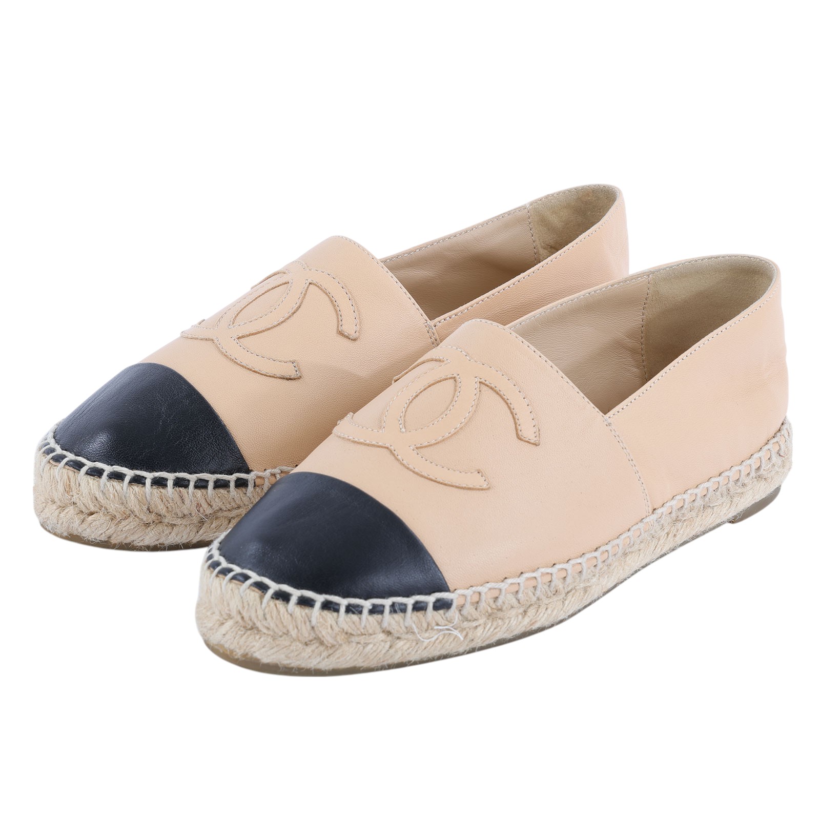 香奈兒 CHANEL Espadrilles 漁夫鞋 G29762_37 粉膚草編鞋 原廠盒子