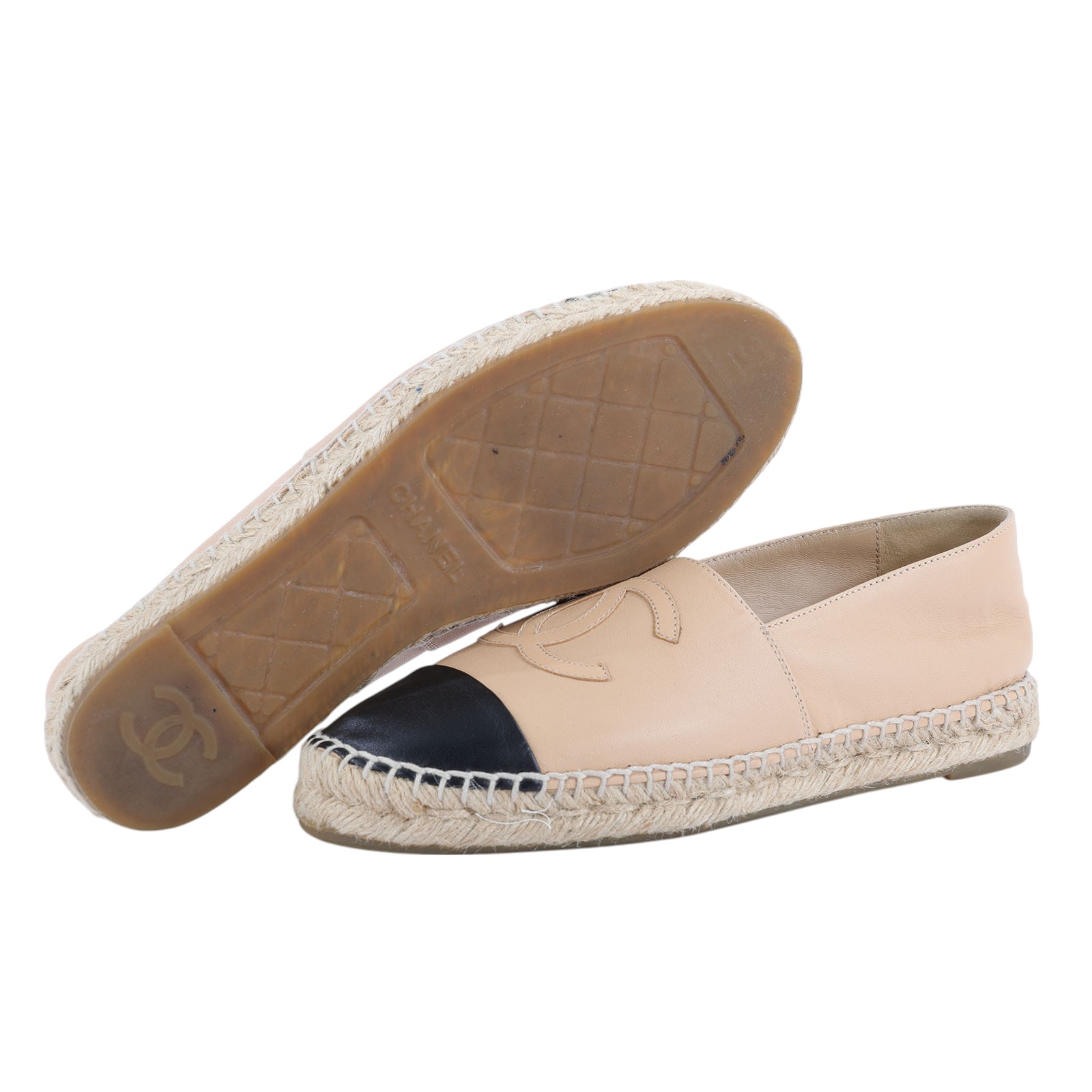 香奈兒 CHANEL Espadrilles 漁夫鞋 G29762_37 粉膚草編鞋 原廠盒子