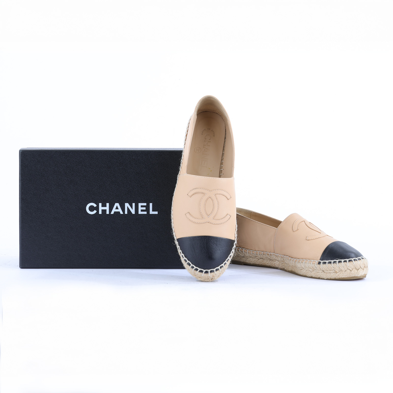 香奈兒 CHANEL Espadrilles 漁夫鞋 G29762_37 粉膚草編鞋 原廠盒子