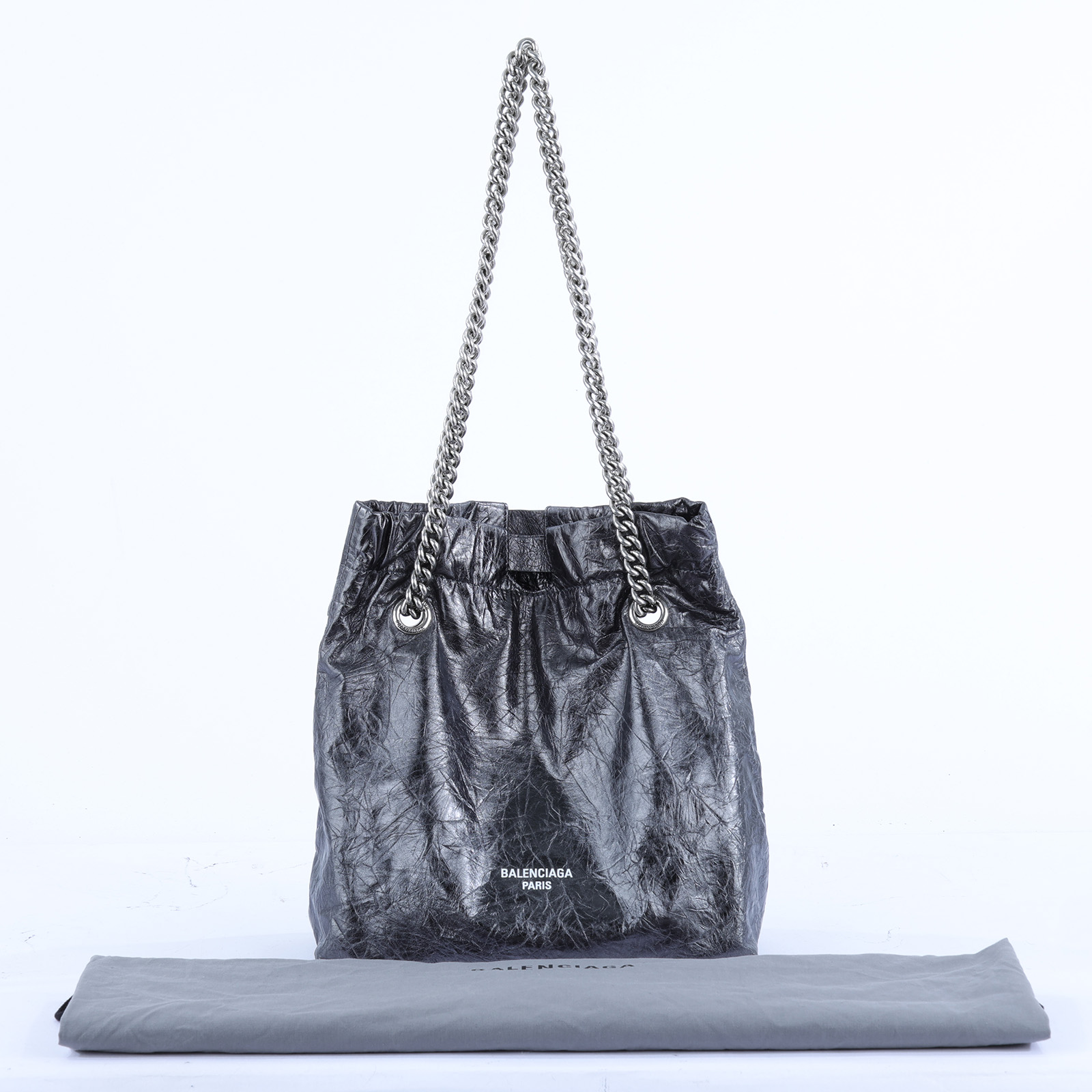 巴黎世家 BALENCIAGA Crush 束口購物包 小型 742942210IT 鐵灰CRUSH小號 防塵袋