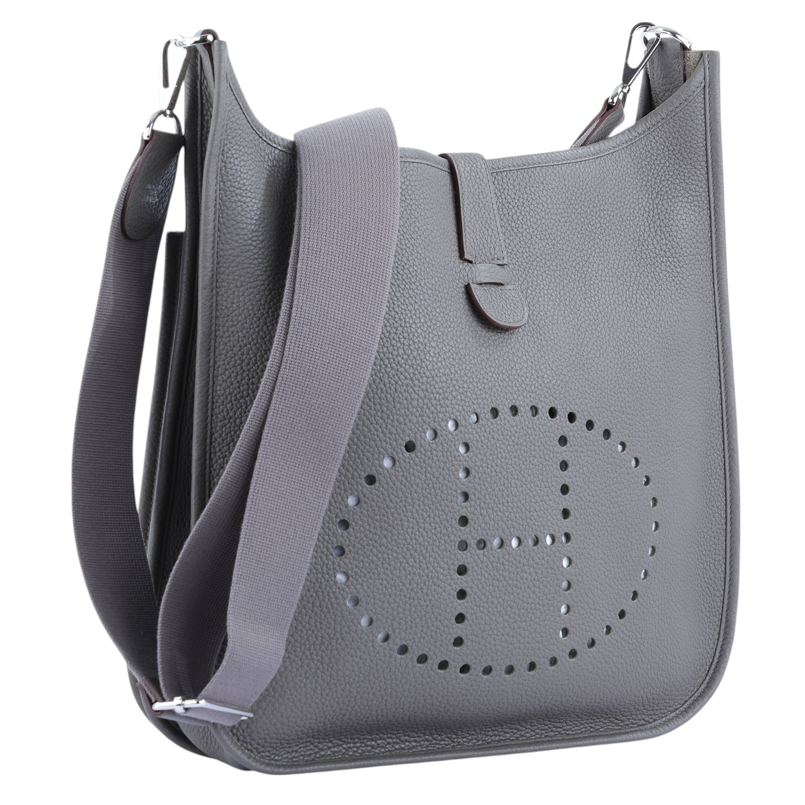 愛馬仕 Hermès Evelyne Bag 伊芙琳包 29 馬蹄型 EV29 口O刻 灰EVELYNE 29 原廠盒子/防塵袋