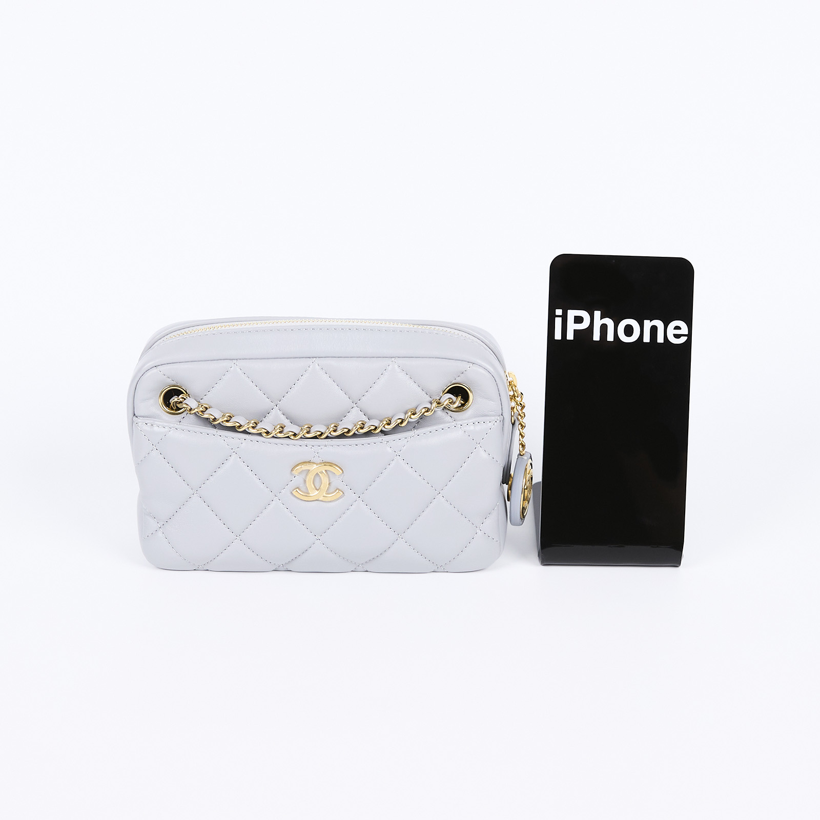 香奈兒 CHANEL Camera Case 相機包 AS5190 晶片款 灰色相機包 原廠盒子/防塵袋
