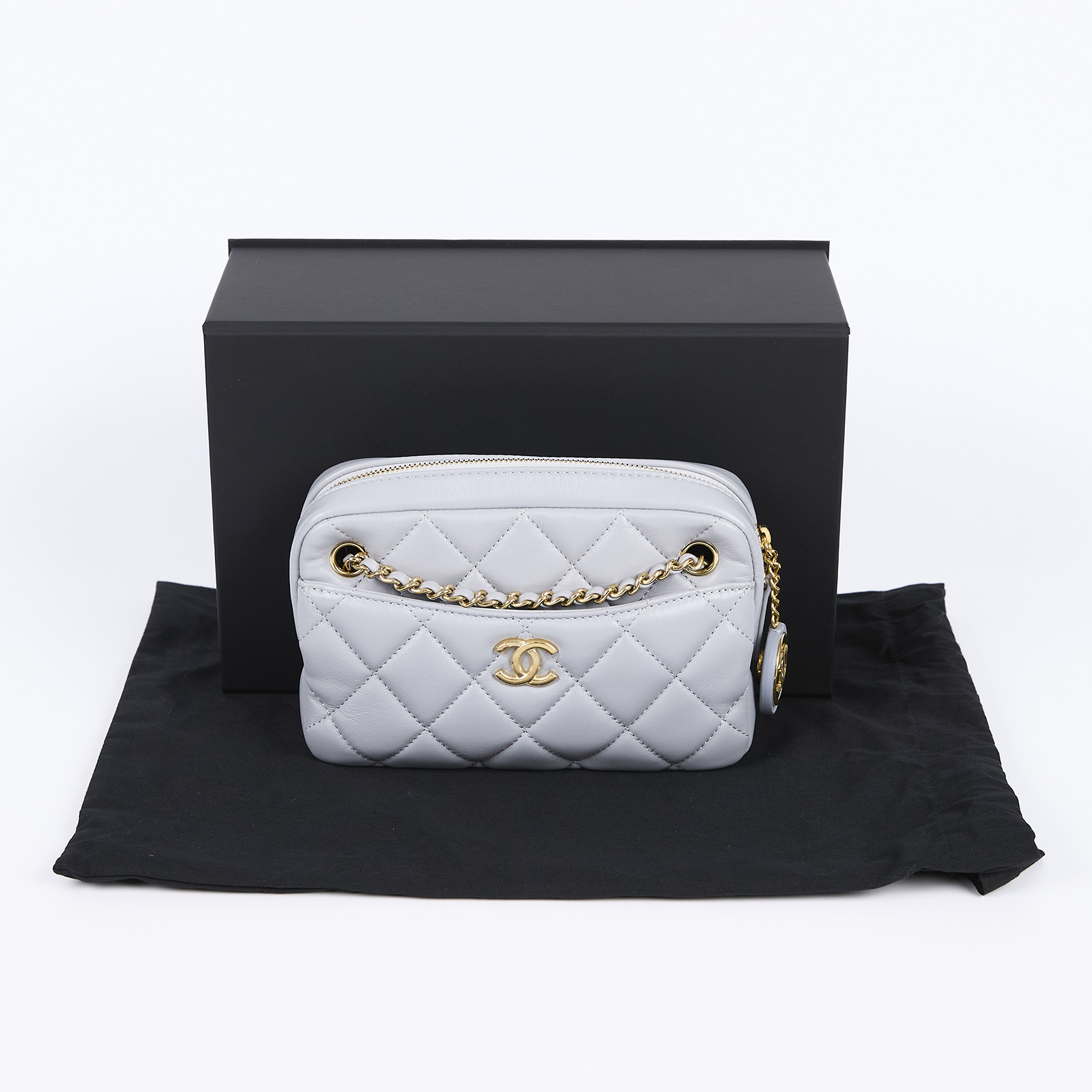 香奈兒 CHANEL Camera Case 相機包 AS5190 晶片款 灰色相機包 原廠盒子/防塵袋