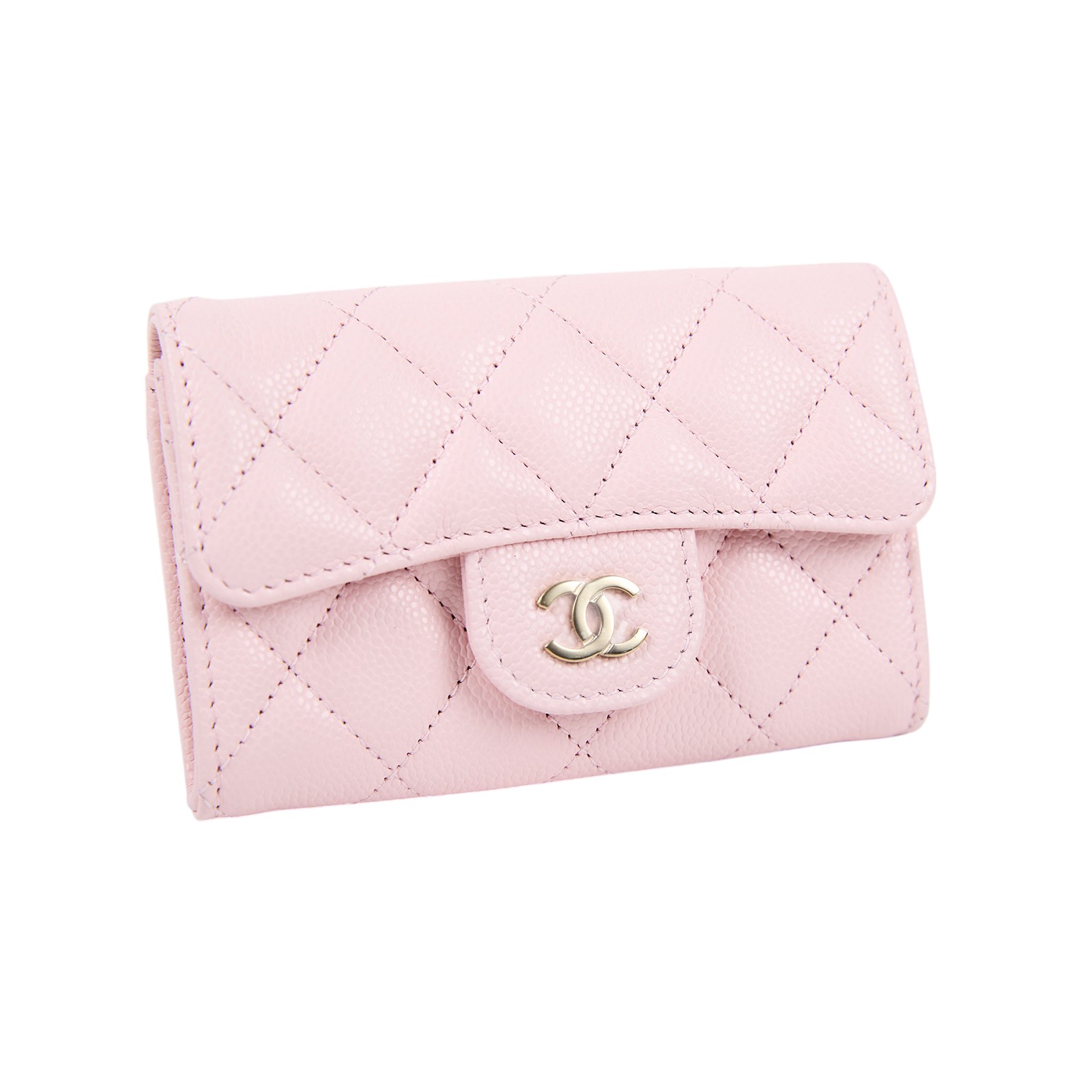 香奈兒 CHANEL 經典口蓋卡片夾 AP0214 粉色卡包 原廠盒子/防塵袋