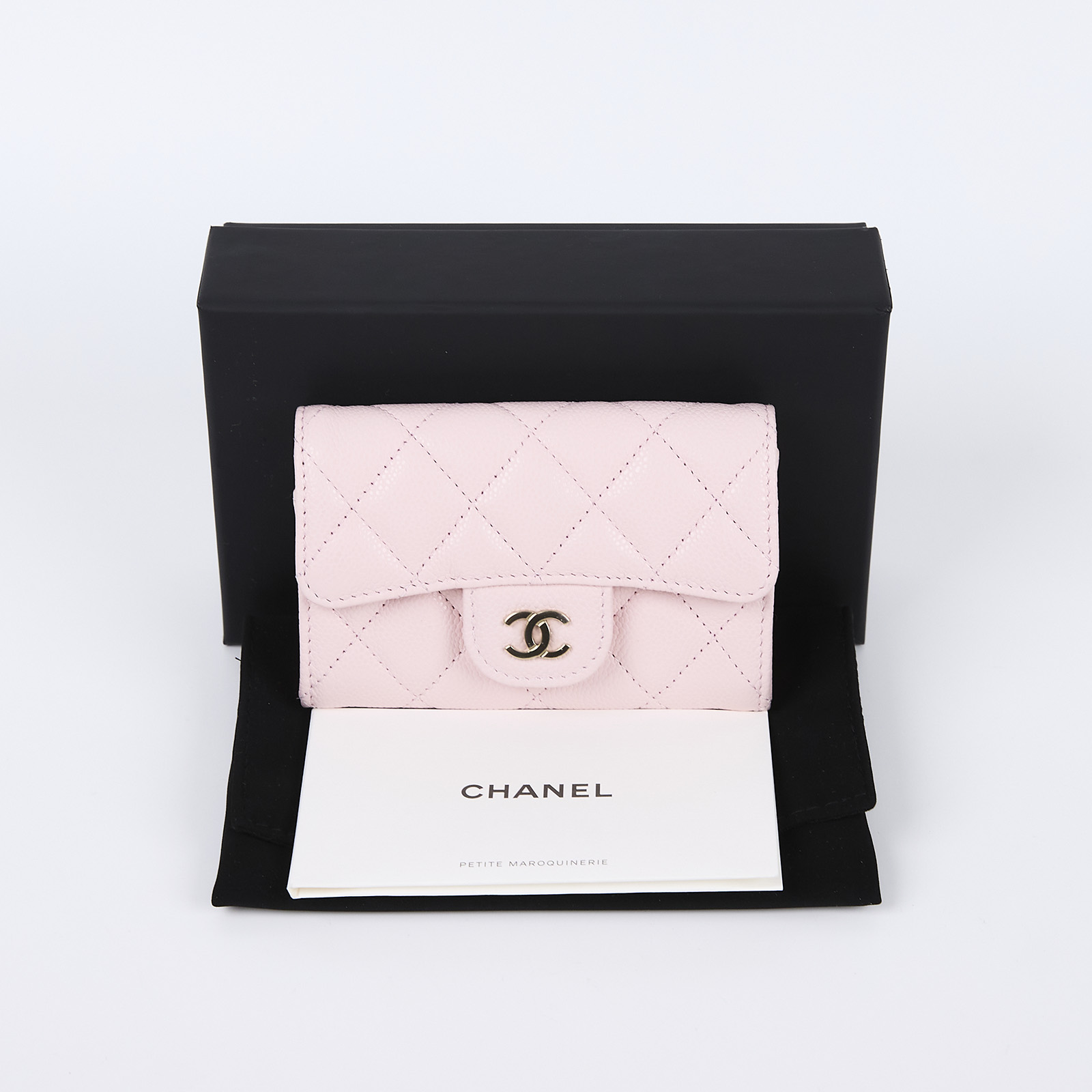 香奈兒 CHANEL 經典口蓋卡片夾 AP0214 粉色卡包 原廠盒子/防塵袋