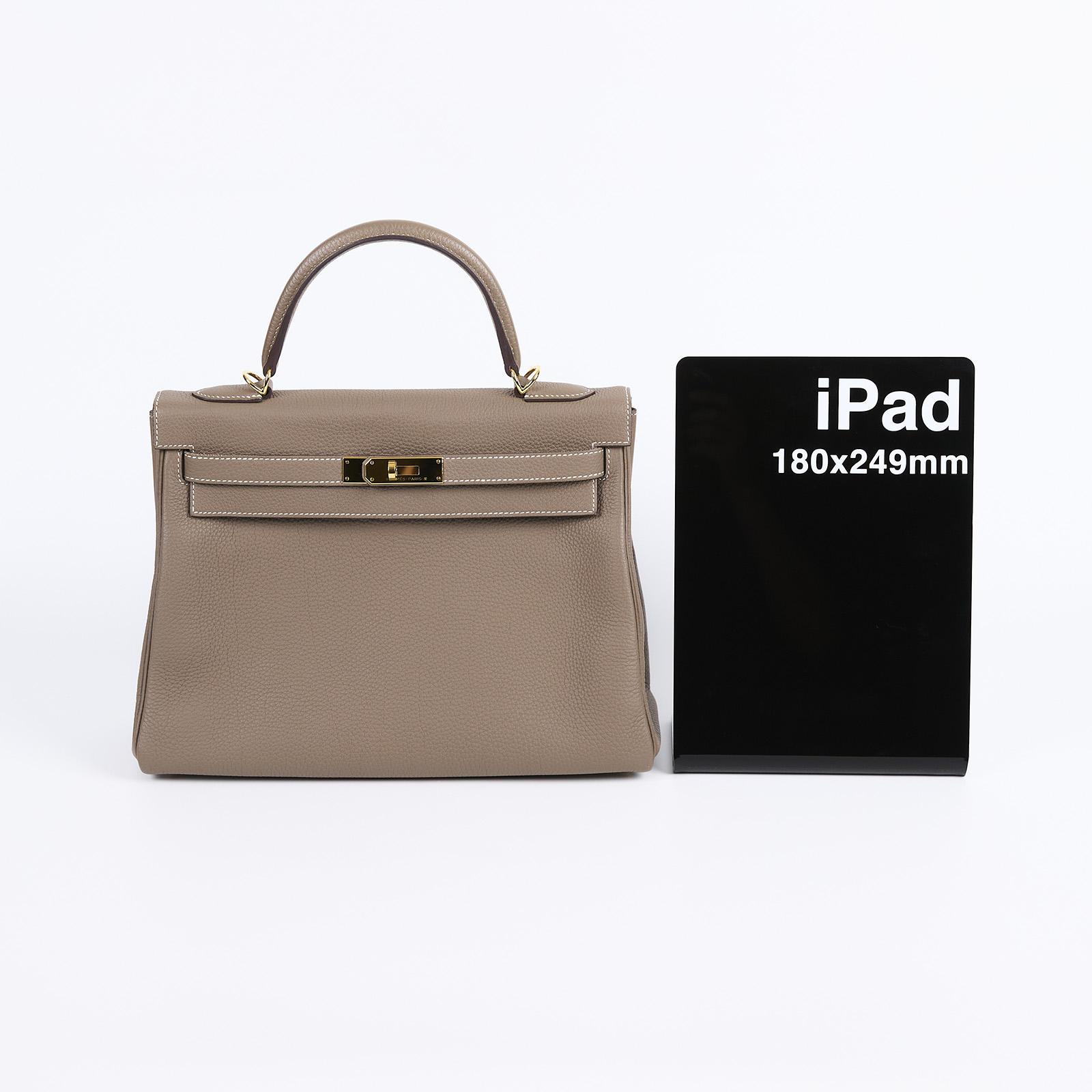 愛馬仕 Hermès Kelly Bag 凱莉包 32 KL32 A刻 大象灰金扣KELLY32 防塵袋/鎖組