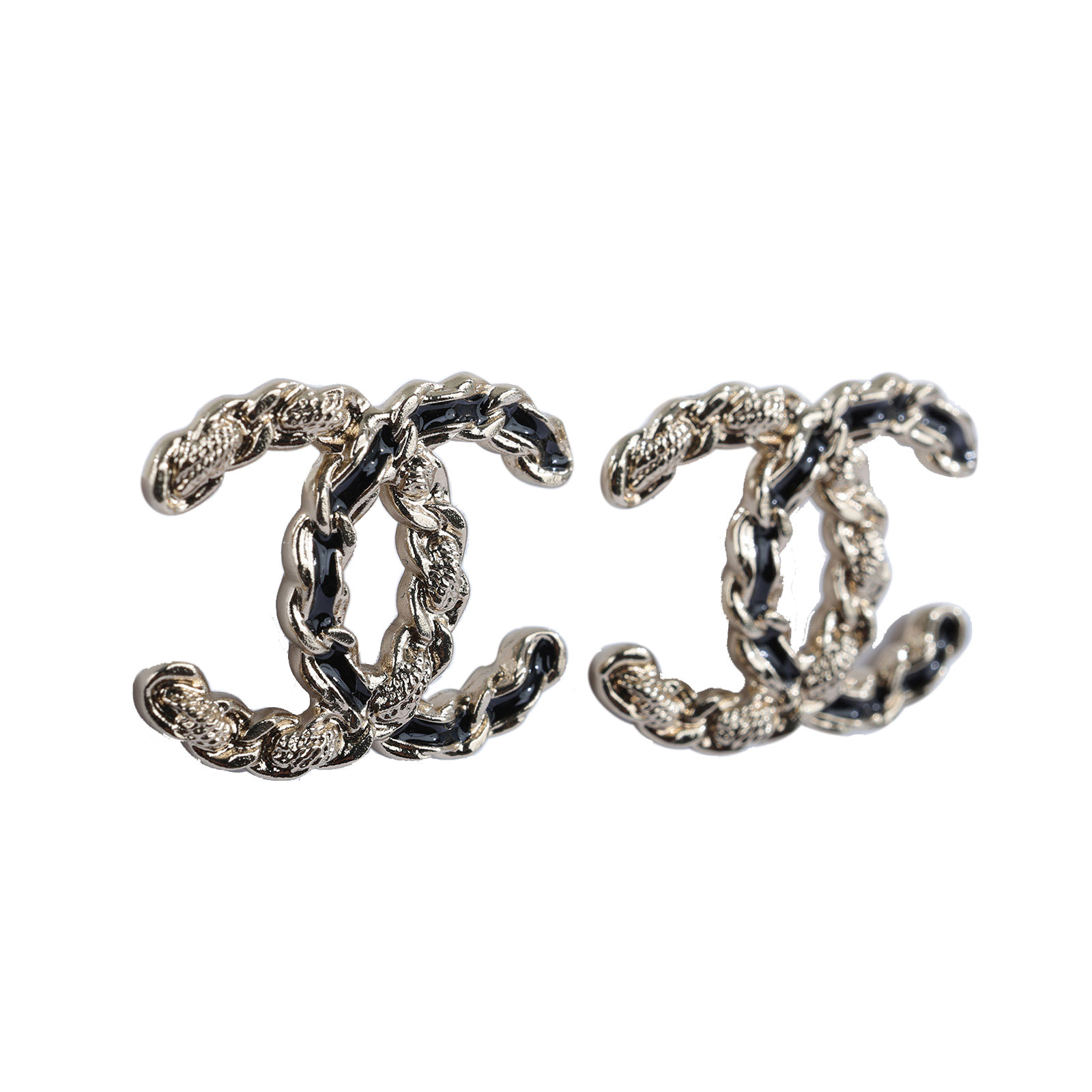 香奈兒 CHANEL 耳釘 C22 A 黑金雙C耳環 原廠盒子/防塵袋