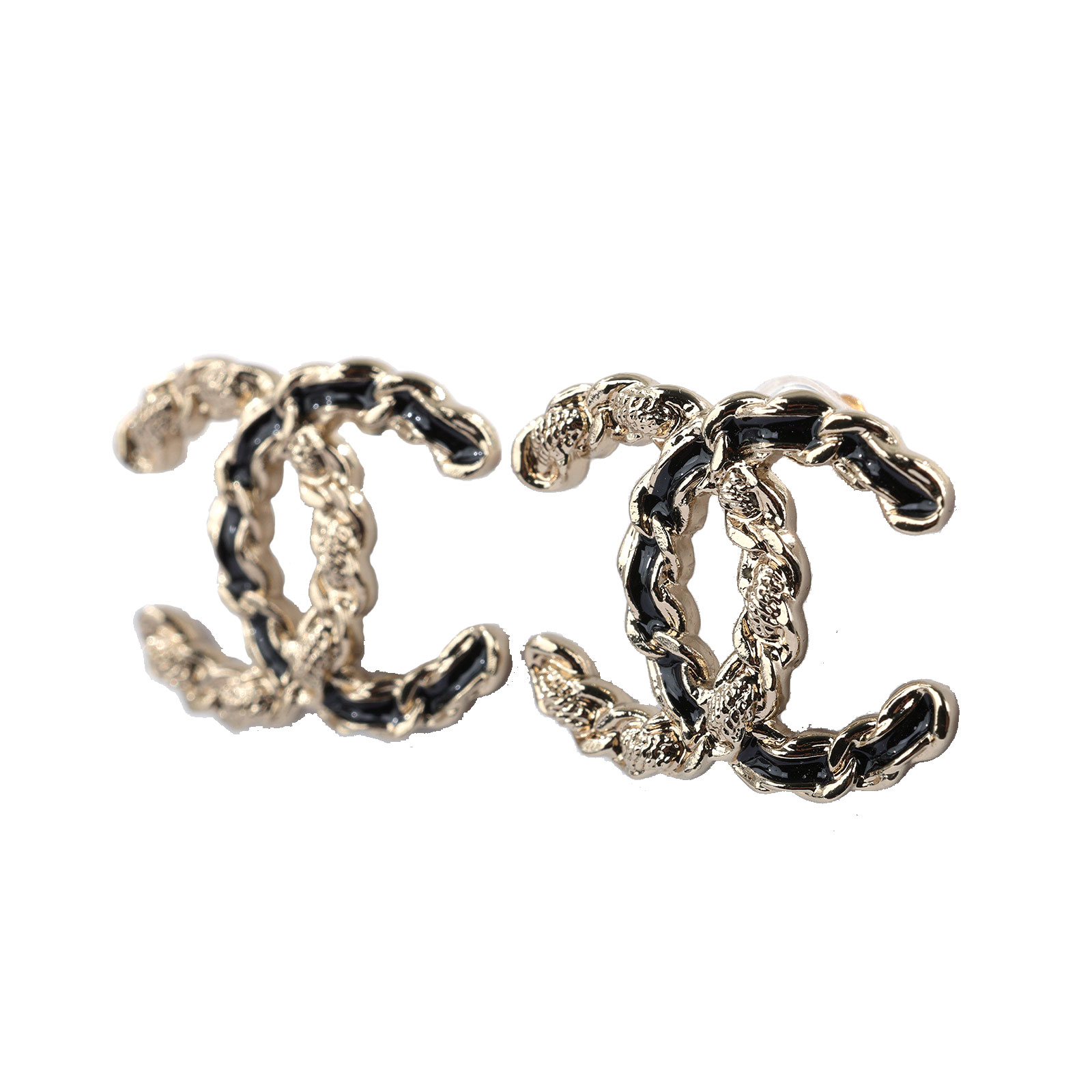 香奈兒 CHANEL 耳釘 C22 A 黑金雙C耳環 原廠盒子/防塵袋