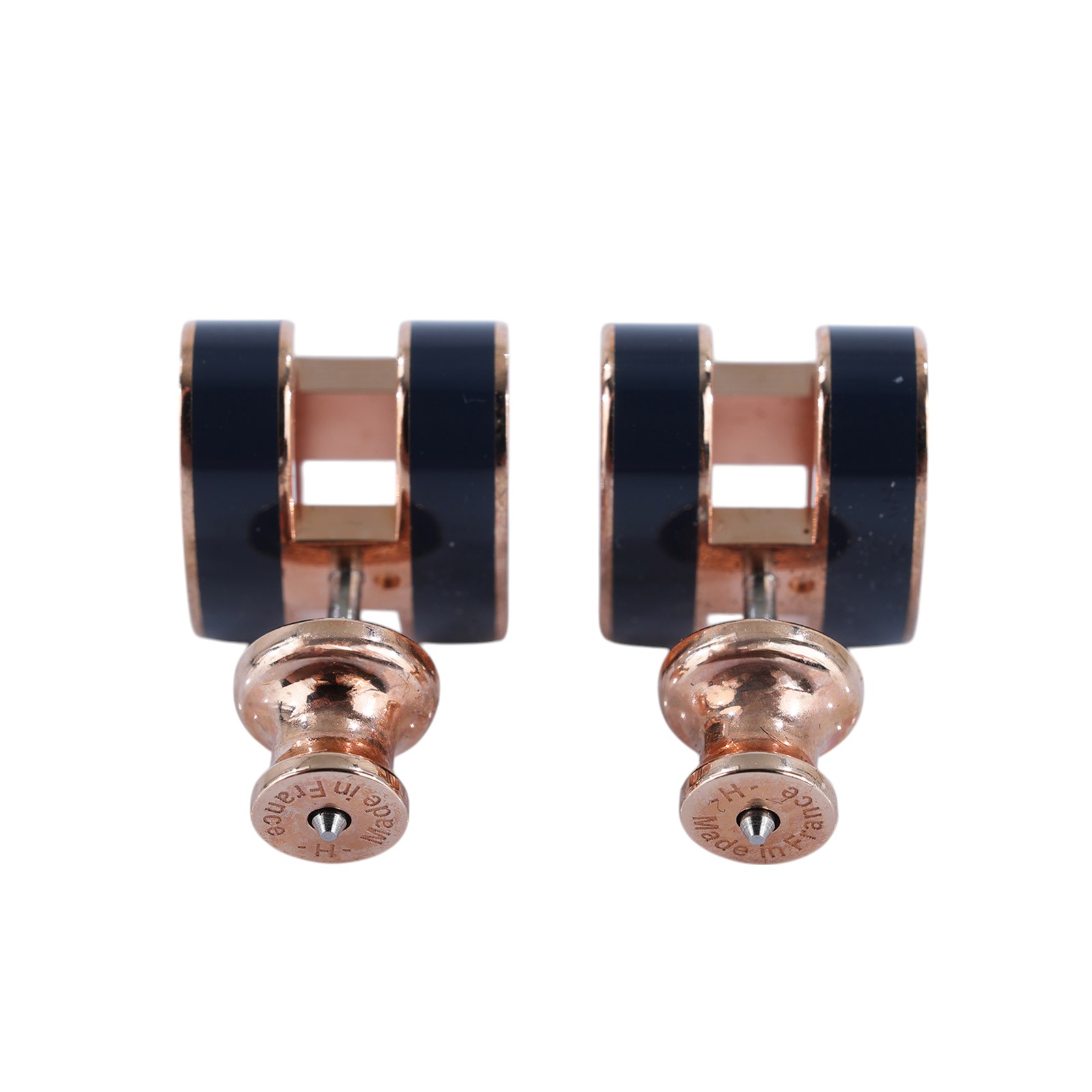愛馬仕 Hermès Mini Pop H 耳釘 POPHE  深藍MINI POP H耳環 原廠盒子