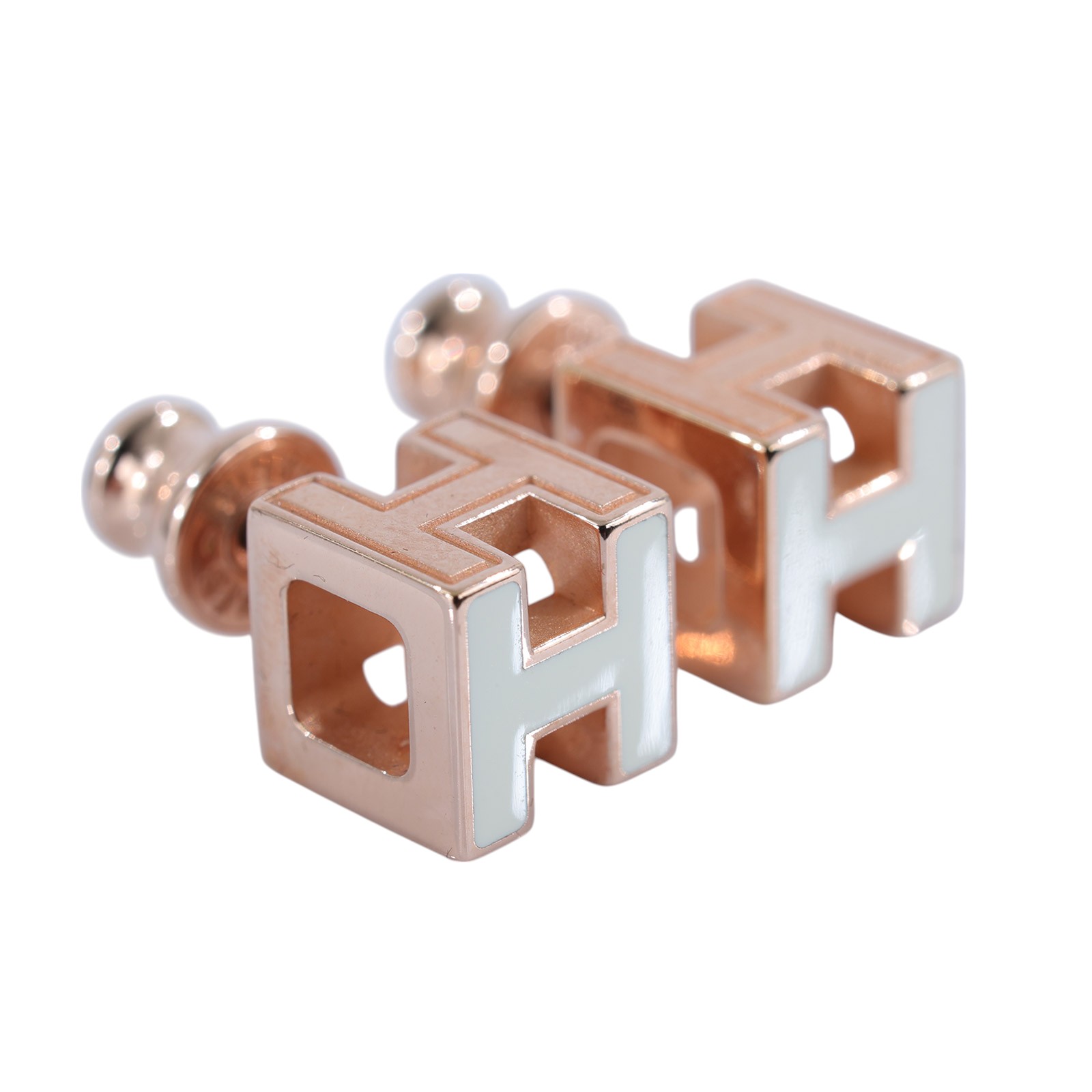 愛馬仕 Hermès Cage dH earrings 耳釘   白方塊立體耳環 原廠盒子