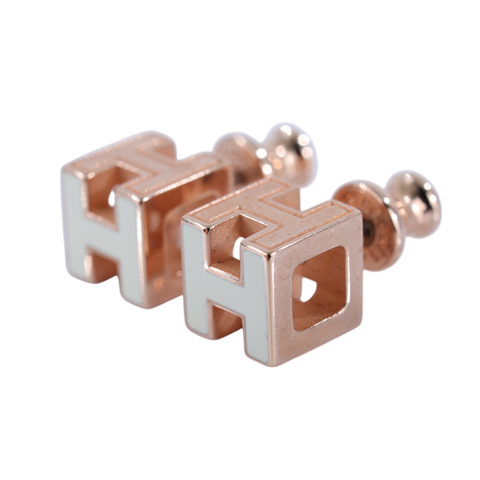 愛馬仕 Hermès Cage dH earrings 耳釘   白方塊立體耳環 原廠盒子