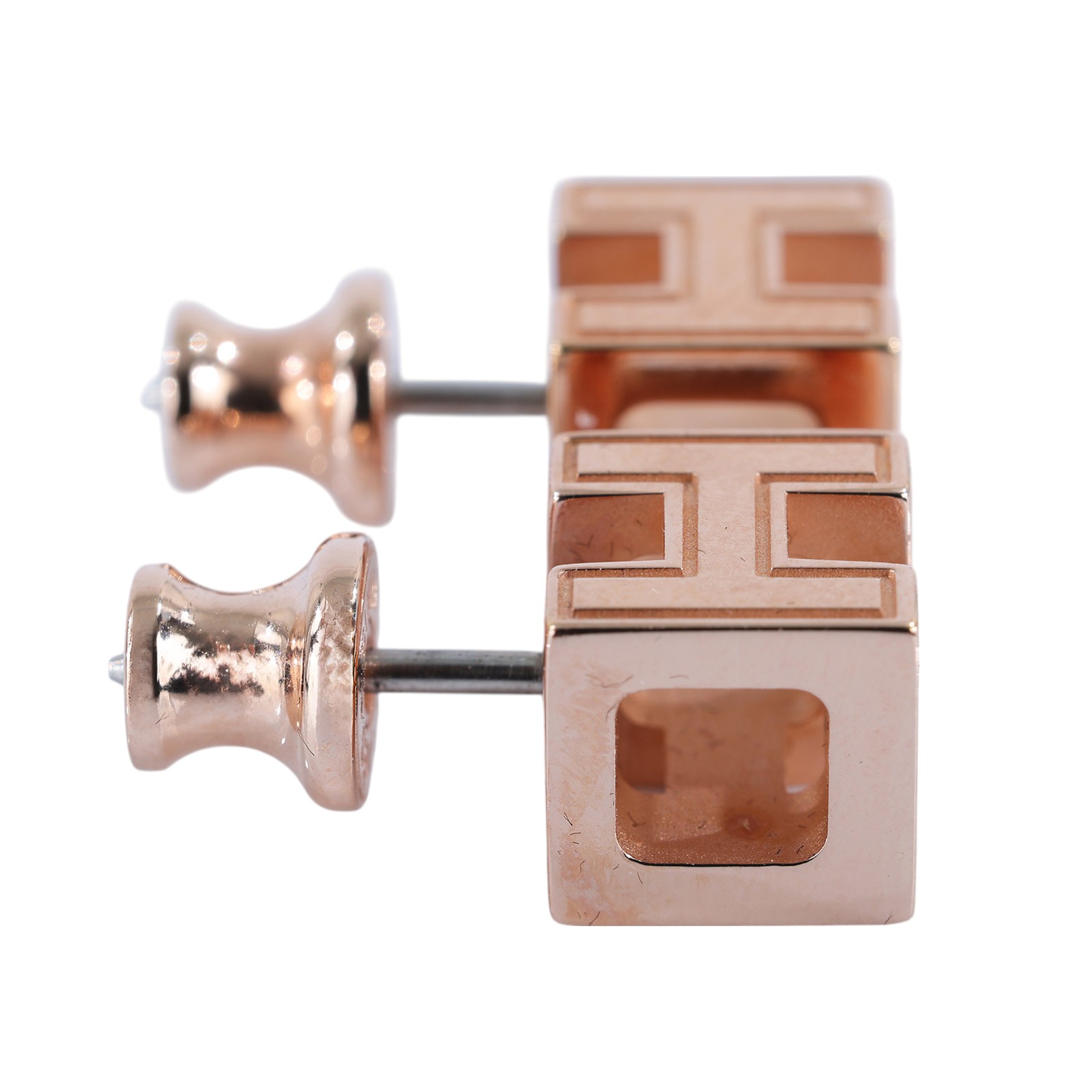 愛馬仕 Hermès Cage dH earrings 耳釘   白方塊立體耳環 原廠盒子