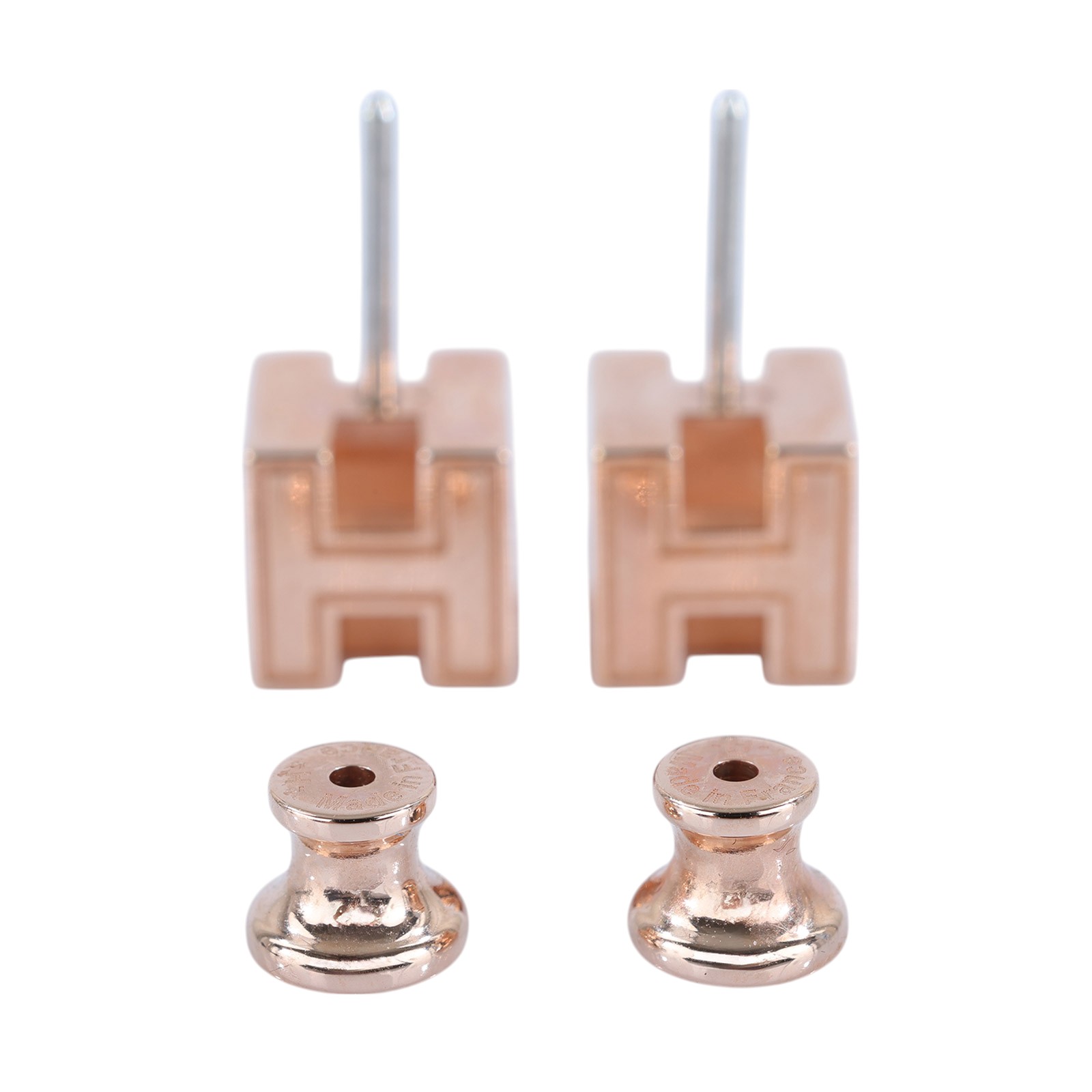 愛馬仕 Hermès Cage dH earrings 耳釘   白方塊立體耳環 原廠盒子
